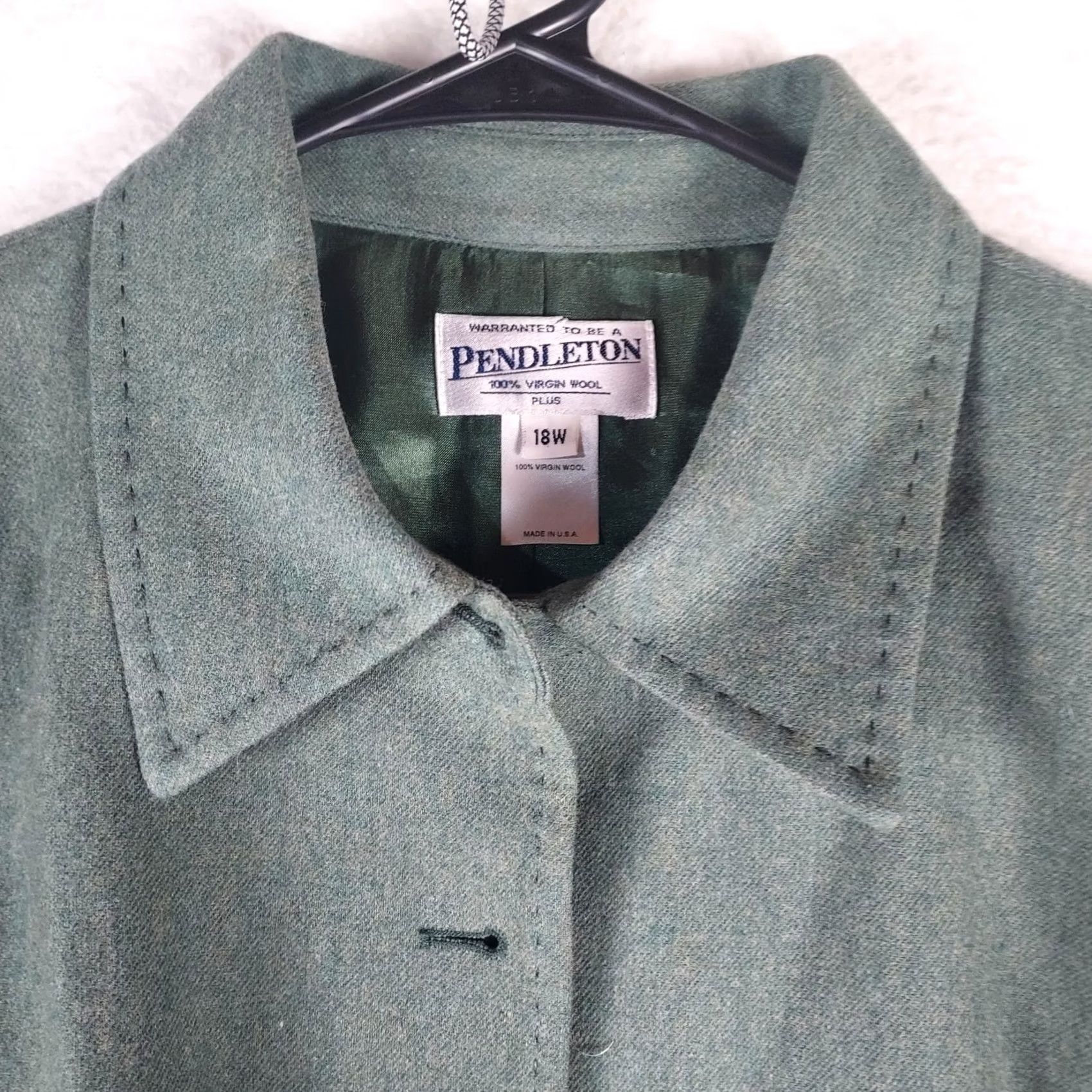 Pendleton VINTAGE Pendleton Womens Jacket 18W Wool Green Button Front USA Made Size XXL / US 16-18 / IT 52-54 - 4 Thumbnail