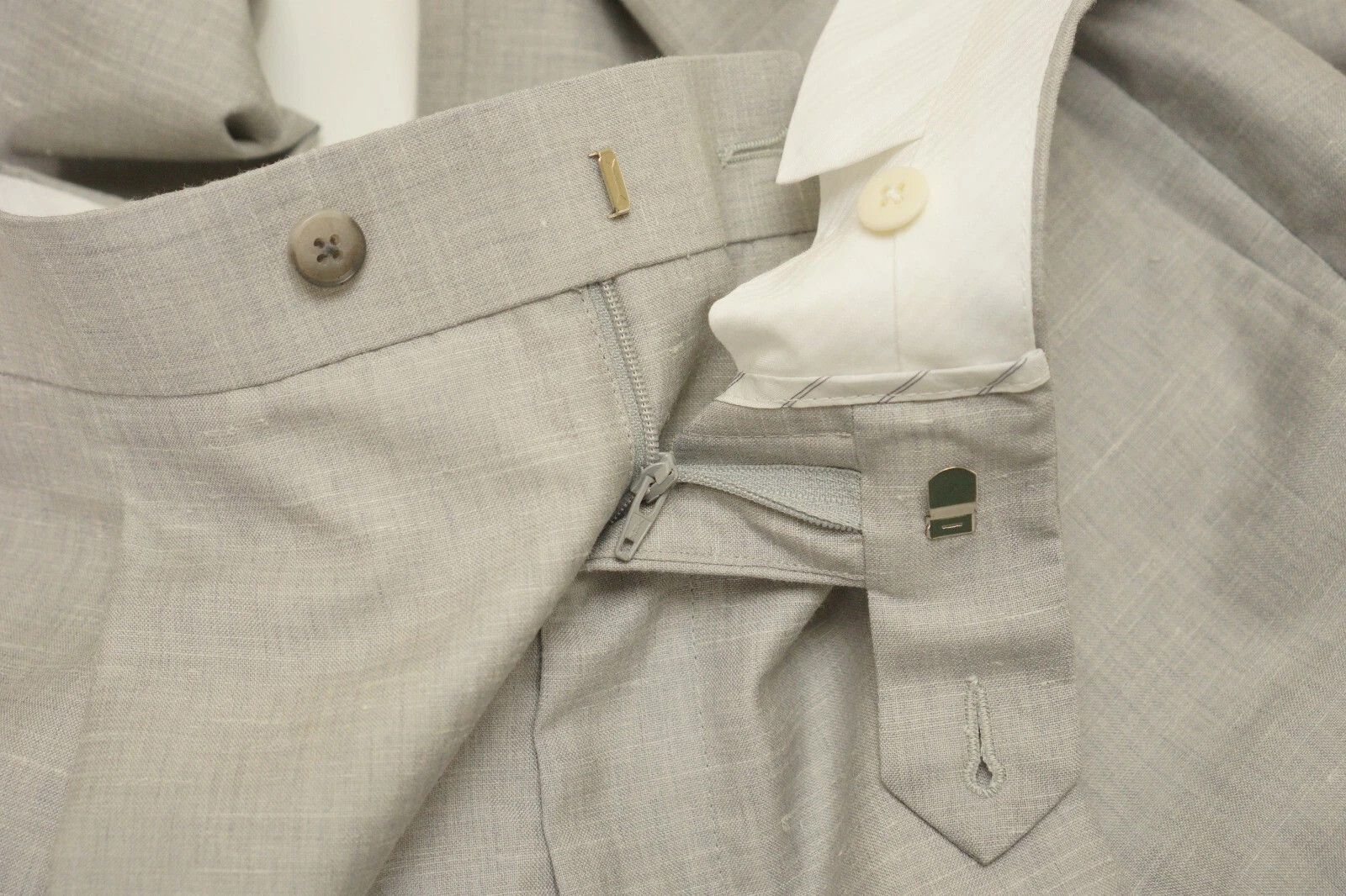 Suitsupply Men Suitsupply Suit Havana Jetted Mid Grey Wool & Linen US34 Size 34R - 9 Thumbnail