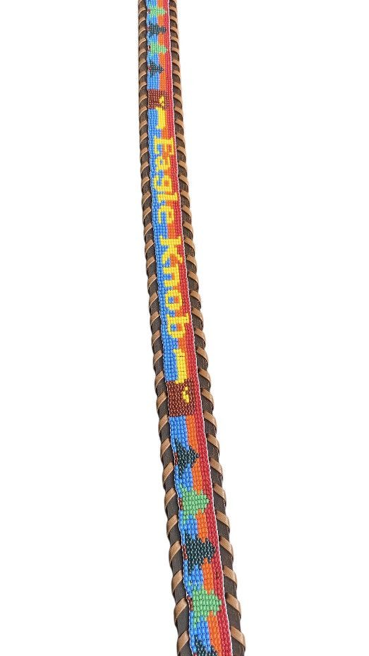Other Camp Hero Leather Beaded Belt Size 34 - 2 Thumbnail