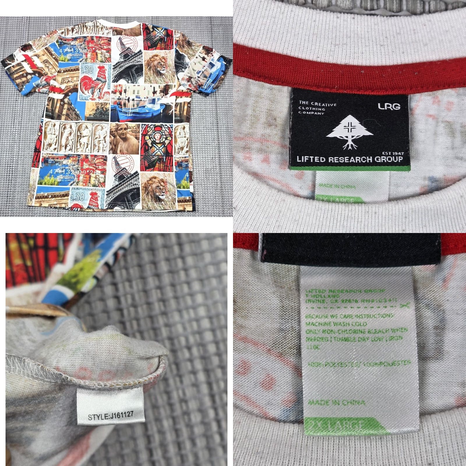 Gloverall VINTAGE LRG T Shirt Mens 2XL All Over Print Paris Art Collage Rare Shirt Size US XXL / EU 58 / 5 - 8 Thumbnail