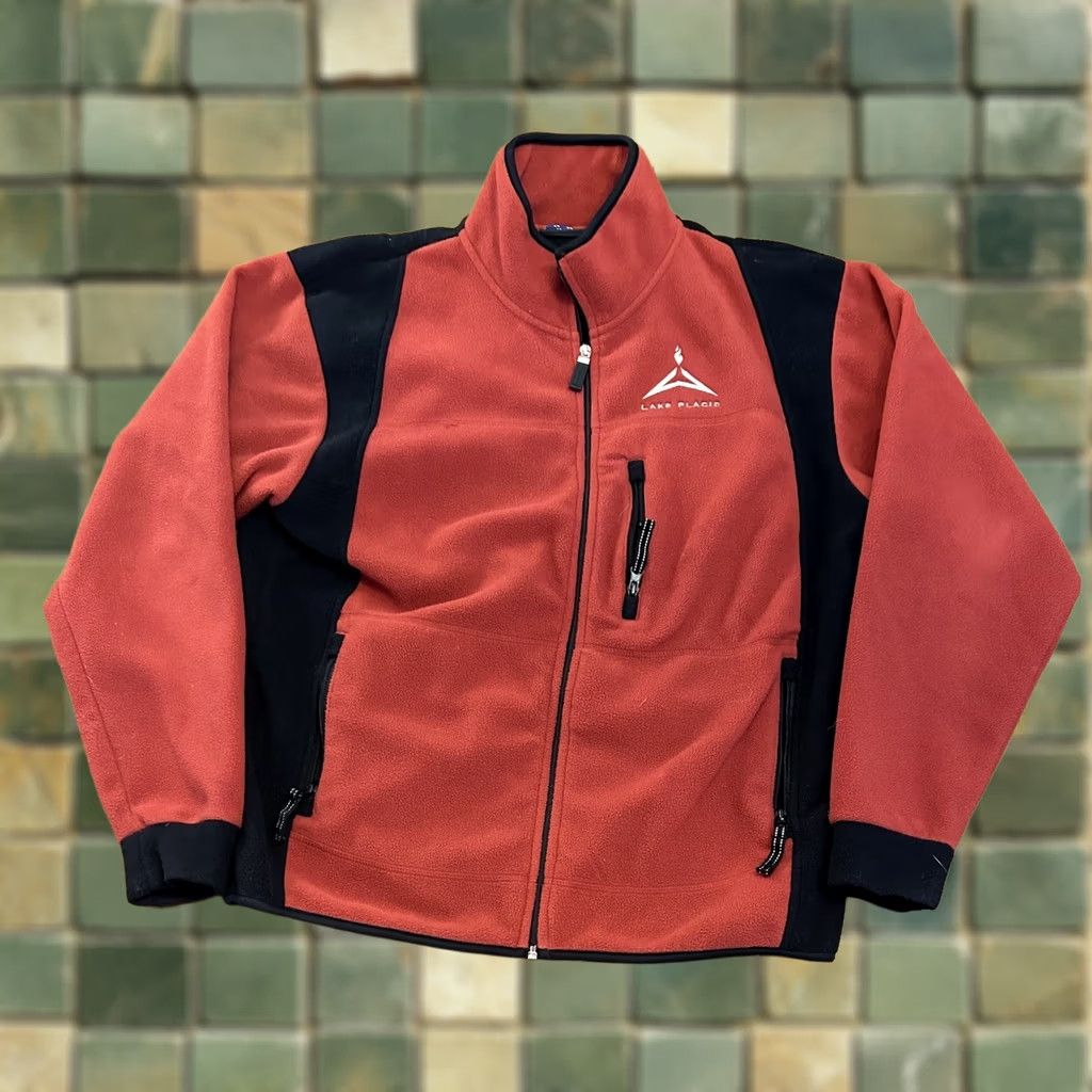 Vintage VINTAGE Fleece Jacket Lake Placid New York Full Zip Medium Red 80s 90s Unisex Adults Size US M / EU 48-50 / 2 - 1 Thumbnail