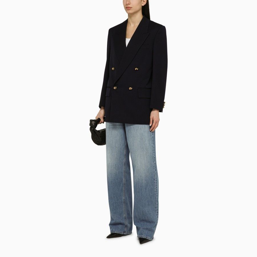Bottega Veneta o1d2blof0824 Double-breasted Jacket in Navy Blue Size XS / US 0-2 / IT 36-38 - 2 Thumbnail