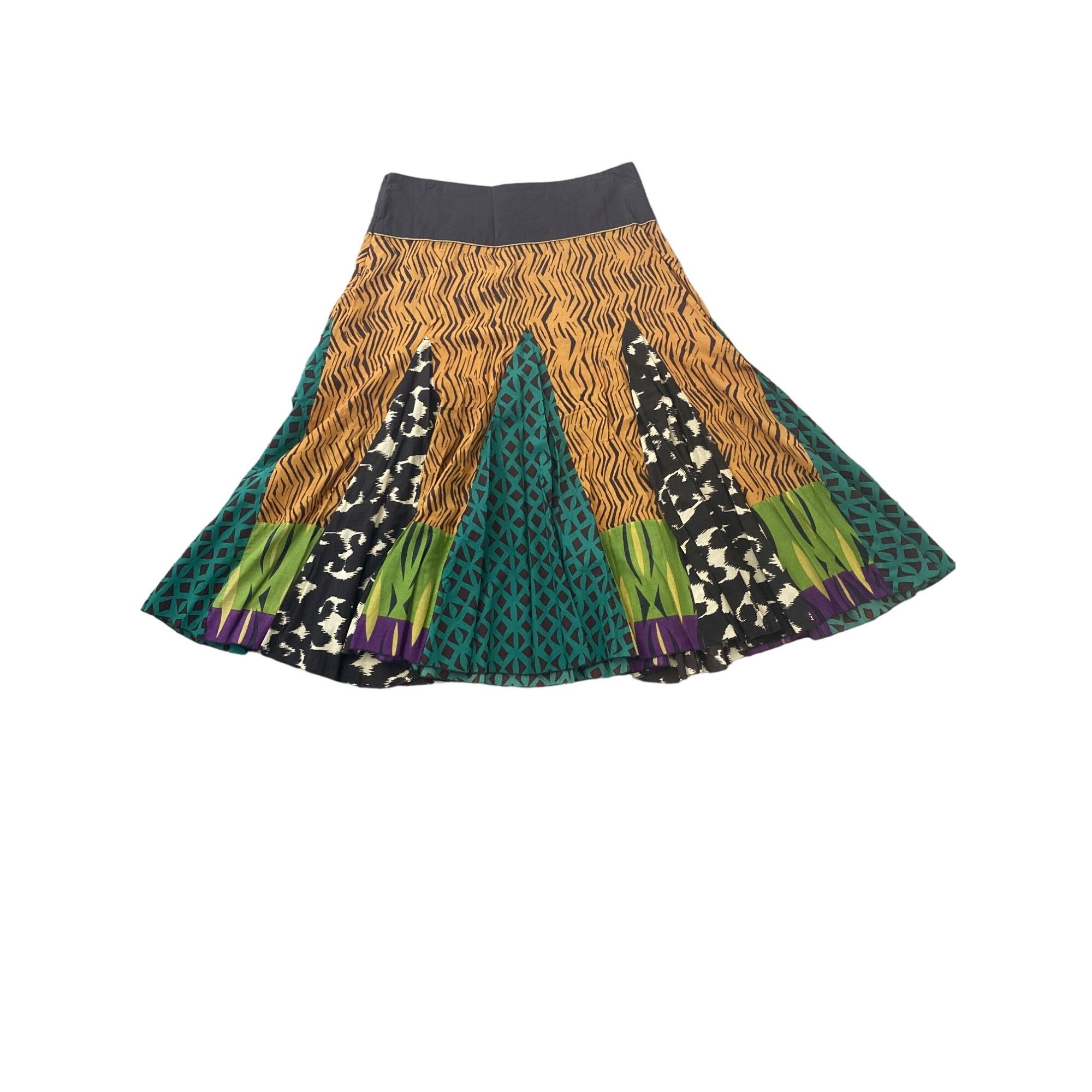 Vintage JULIE G. WOMEN'S JUNGLE BOHEMIAN PLEATED FULL SKIRT SZ L Size 30" / US 8 / IT 44 - 3 Thumbnail