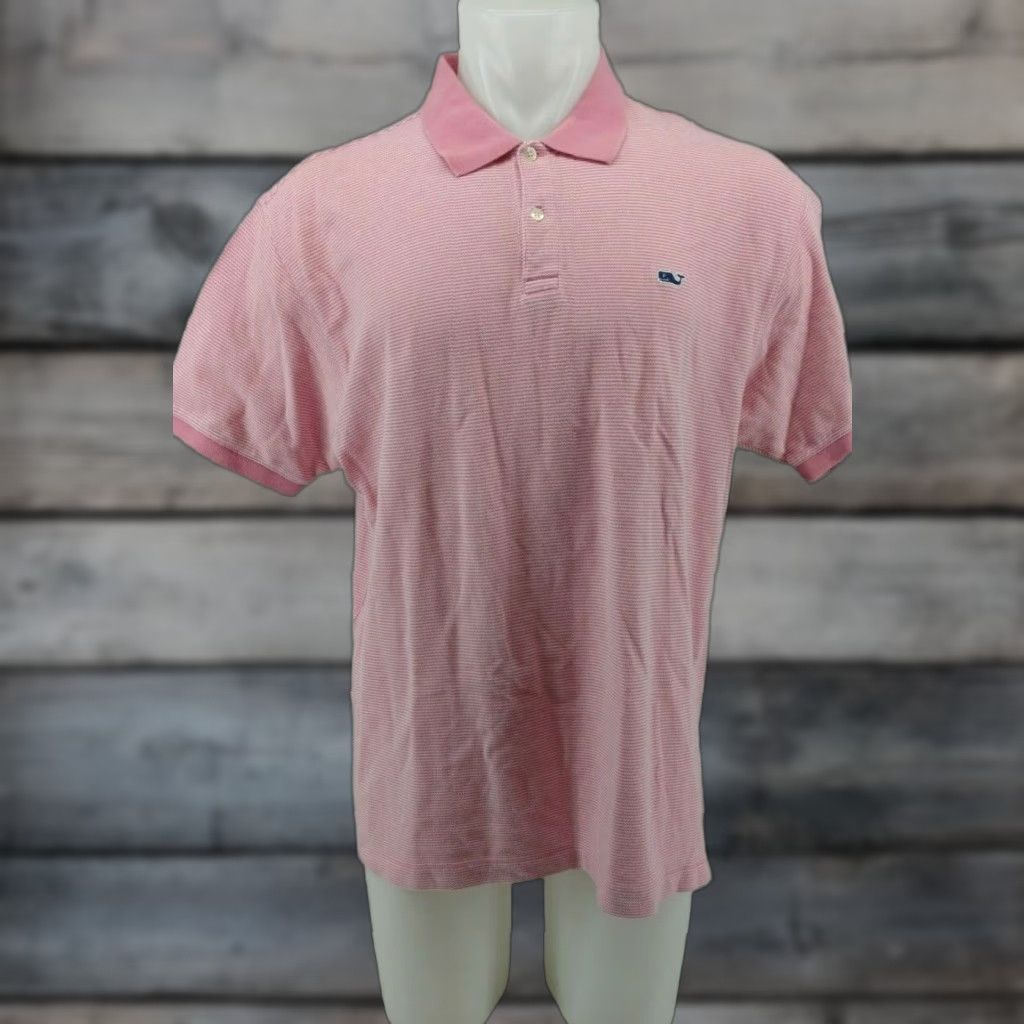 Vineyard Vines Vineyard Vines Mens Striped Polo Shirt Pink Whale Logo Cotton Size Large Size US L / EU 52-54 / 3 - 1 Thumbnail