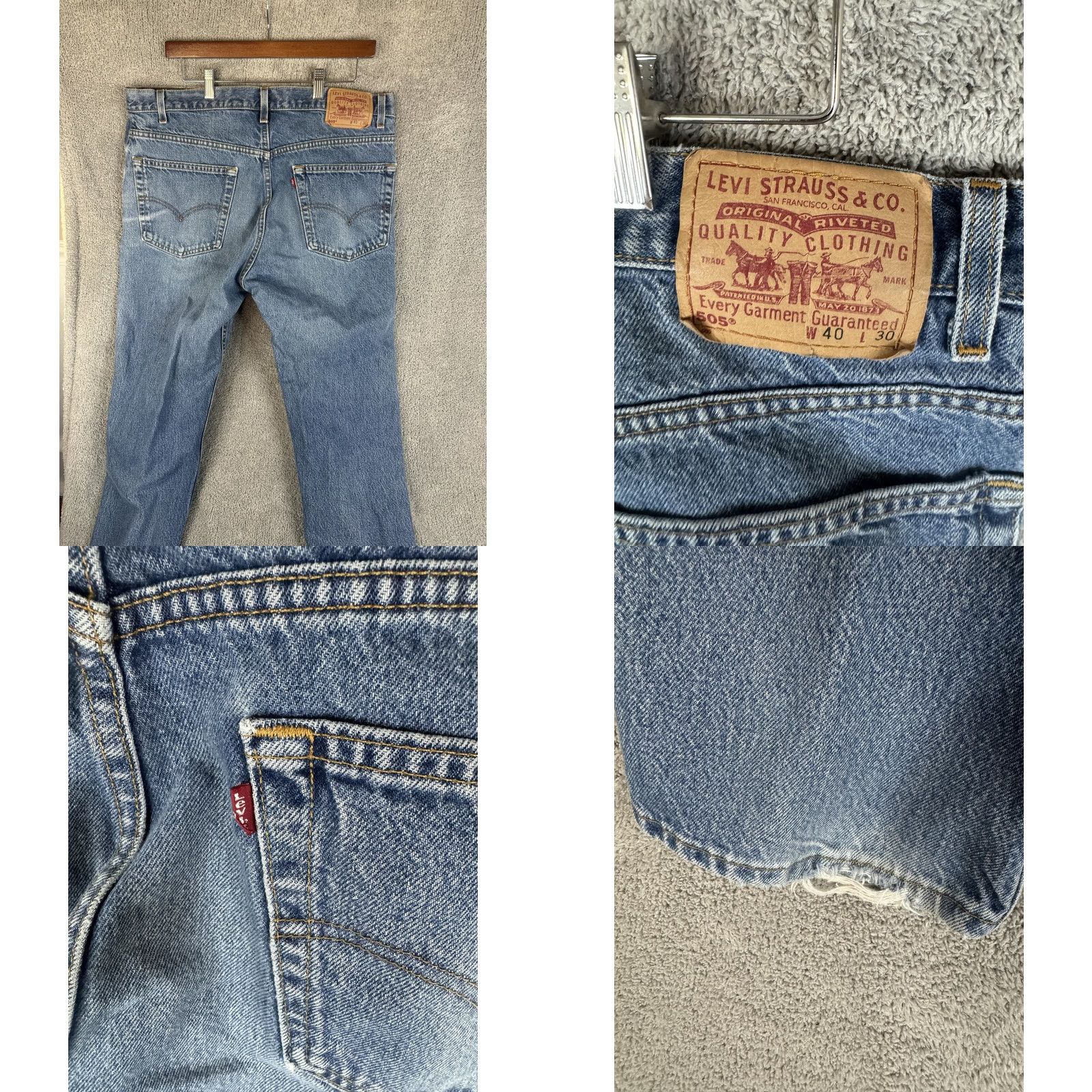 Levi's VINTAGE Levi's 505 Jeans Mens 40x30 Blue Denim Regular Fit Straight Leg USA 90s Levi's 505 Mens Jeans Blue Denim Regular Fit Straight Leg 90s USA Size US 40 / EU 56 - 9 Thumbnail
