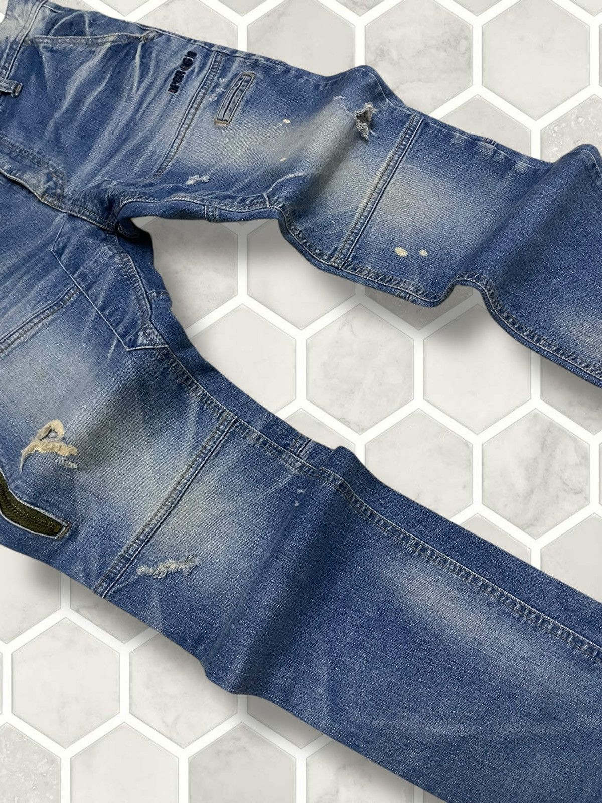 Blue Blue Japan Vintage Japan Designer DPSR Premium Splash Distressed Denim Size US 32 / EU 48 - 6 Thumbnail