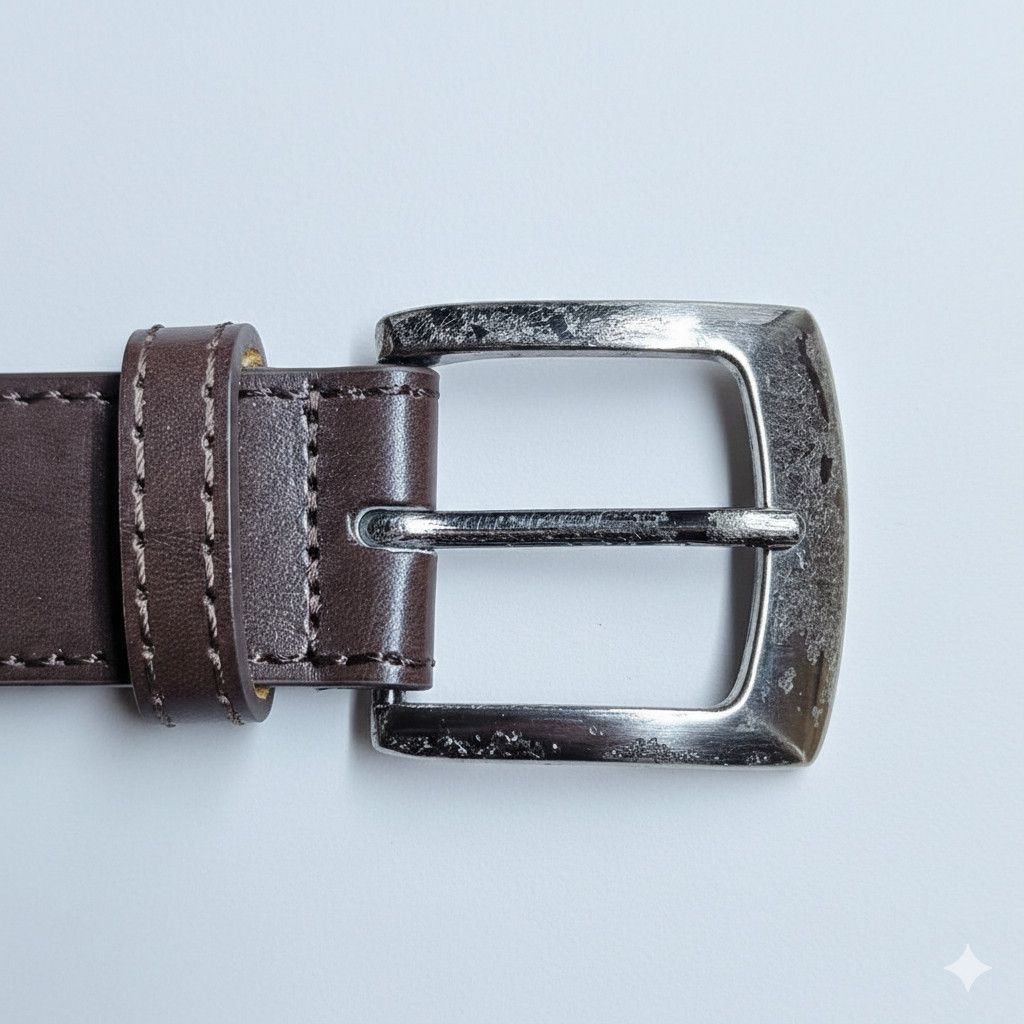 Bass Bass 37-41" Belt Dark Brown Vegan Leather Silver Buckle Size 38 - 8 Thumbnail