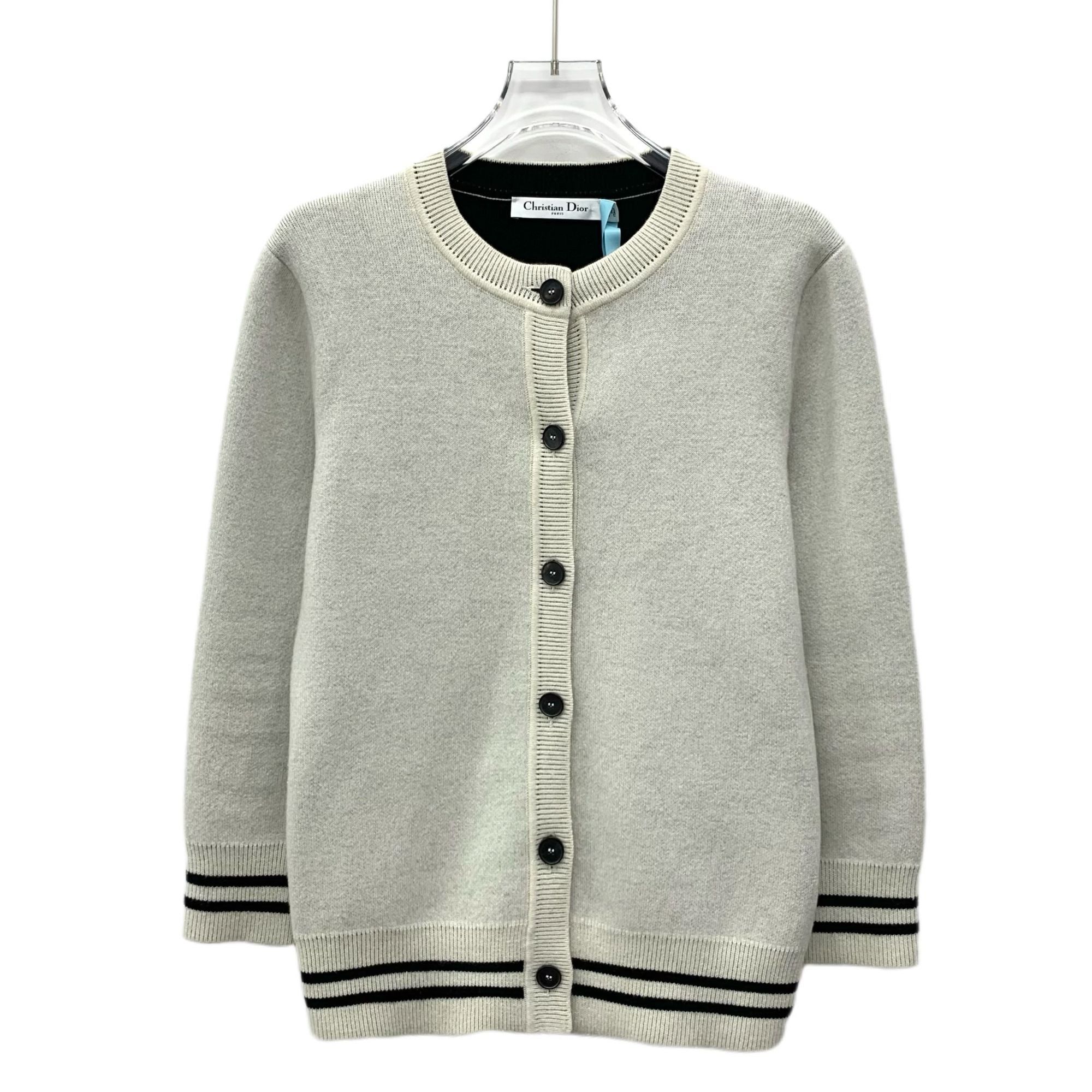 Dior CHRISTIAN DIOR CASHMERE CARDIGAN SWEATER WITH STRIPED TRIM S Size XS / US 0-2 / IT 36-38 - 1 Thumbnail