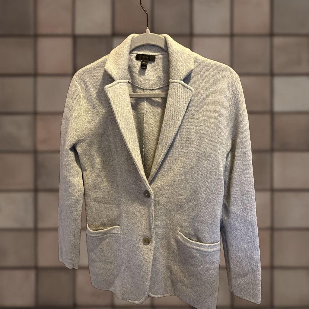 J.Crew J.CREW Women's XS Beige Merino Wool Sweater Blazer Cardigan - Classic Tight-Knit, Long Sleeve, 2 Button, All Seasons Size XS / US 0-2 / IT 36-38 - 1 Thumbnail