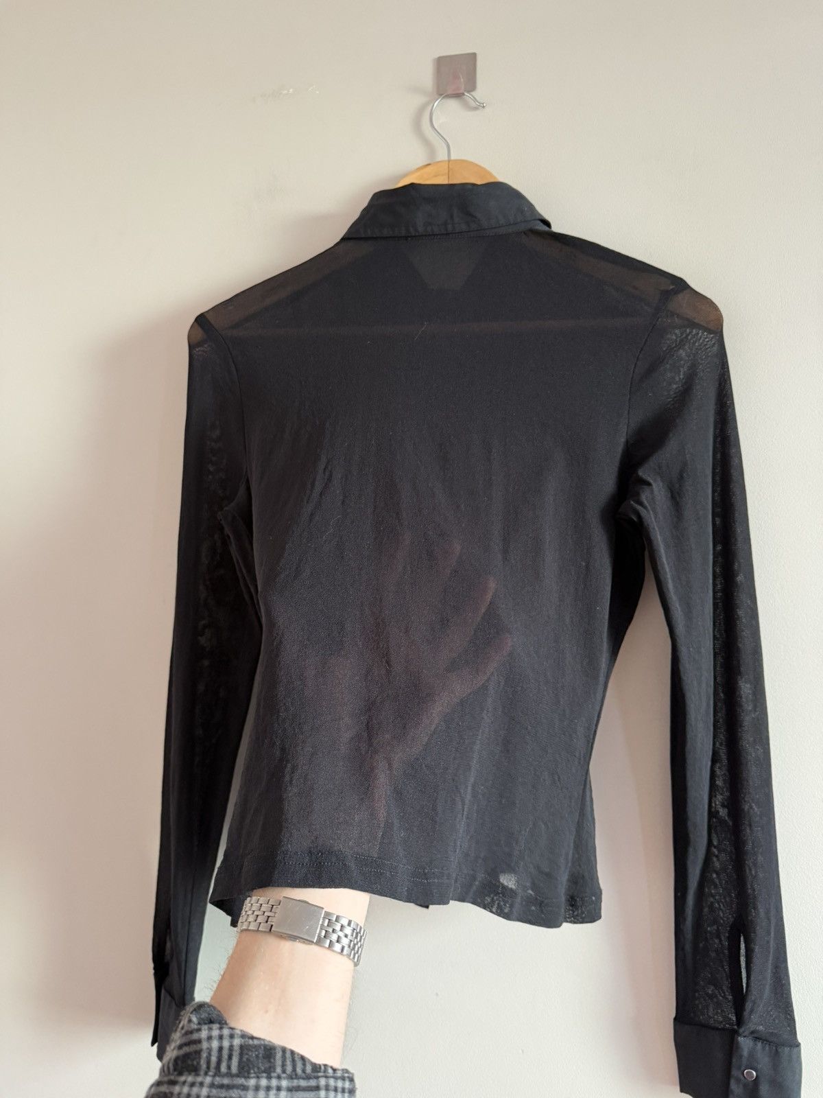 Vintage Sheer Black Fitted Blouse Mesh Button Shirt Size S / US 4 / IT 40 - 7 Thumbnail
