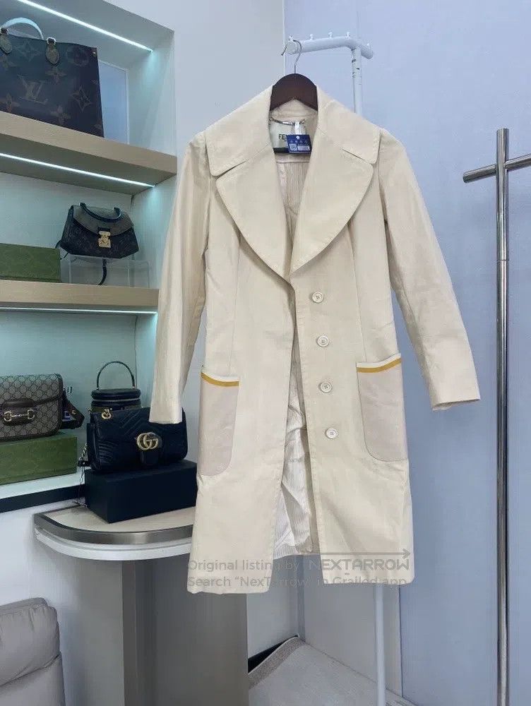 Fendi Fendi Long beige trench coat with leather-patched pockets Size XS / US 0-2 / IT 36-38 - 1 Thumbnail