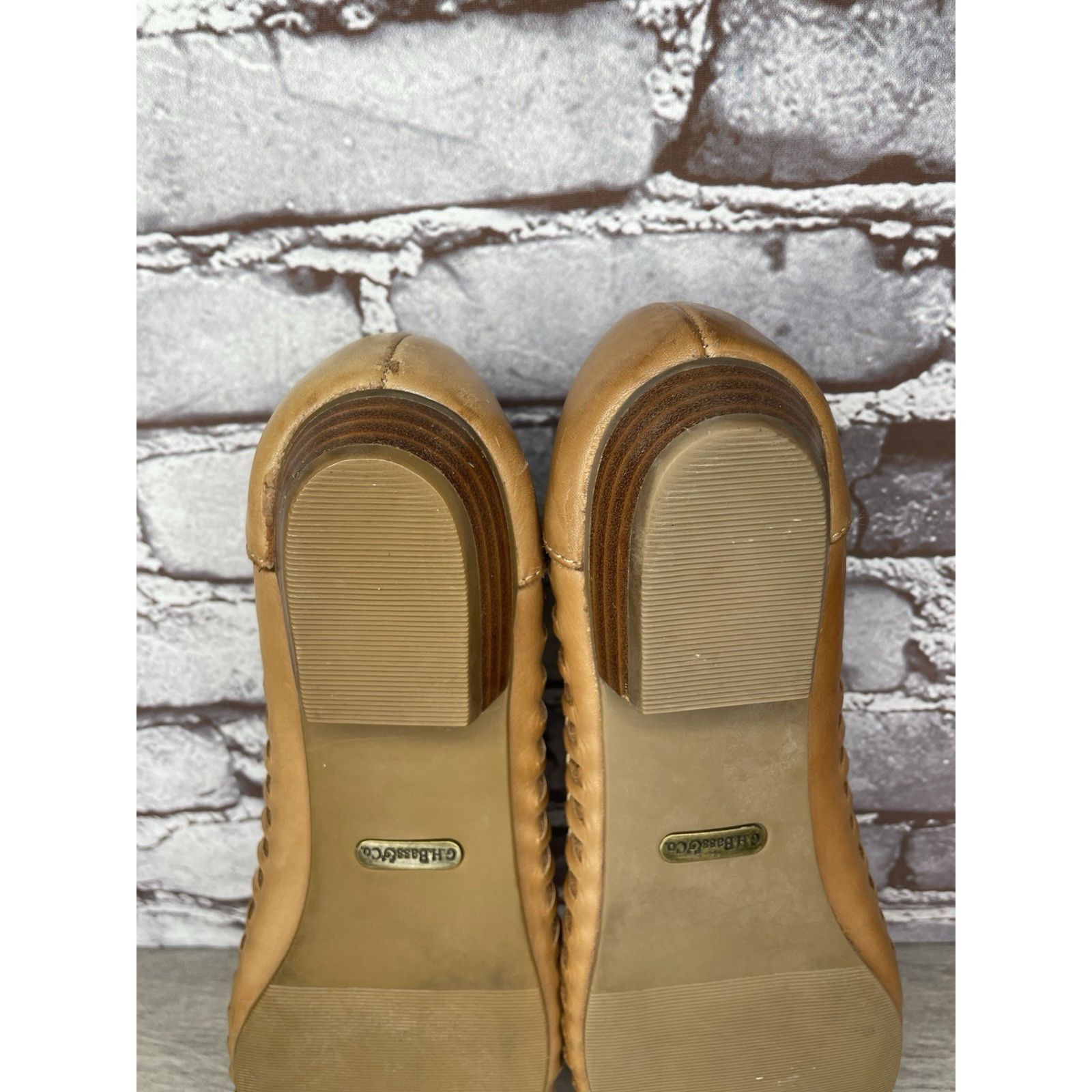 G.H. Bass & Co. Bass Hayden Fawn Tan Brown Leather Woven Strap Heel Flats Wo Size US 11 / IT 41 - 24 Thumbnail