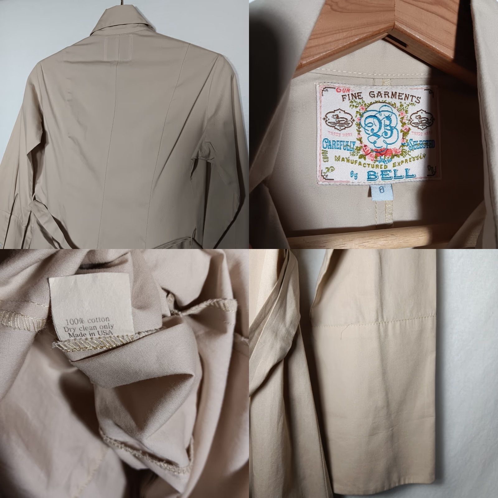 Bell Fine Garments by Bell Shirt Dress Casual Beige 0 Long Sleeve Button Belt Academic Minimalist Womens Dress Size XS / US 0-2 / IT 36-38 - 8 Thumbnail