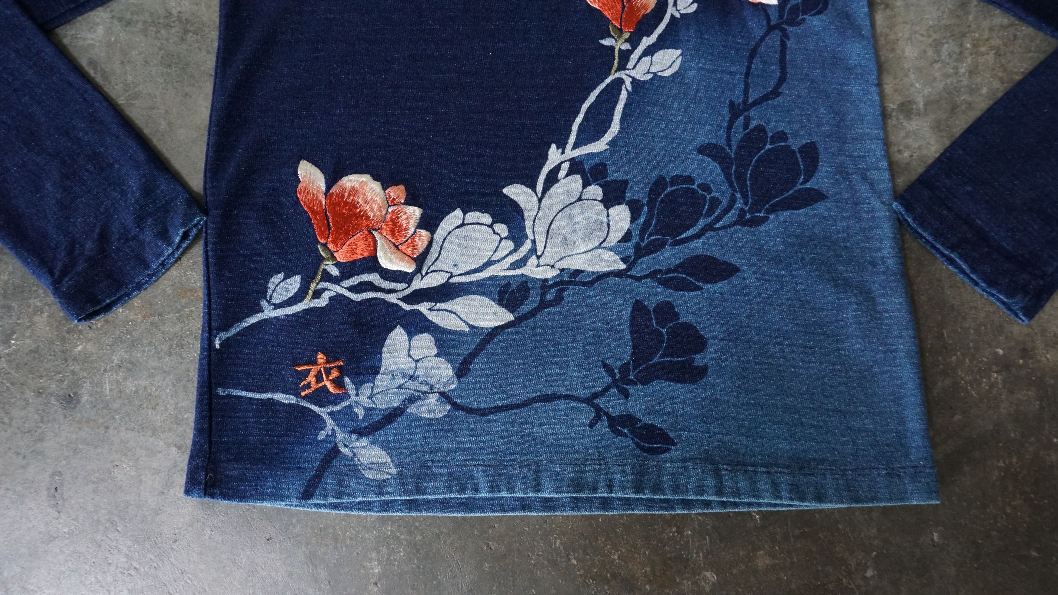 Japanese Brand koromo Embroidery Long Sleeve Denim Shirt Size XXS / US 00 / IT 34 - 5 Thumbnail
