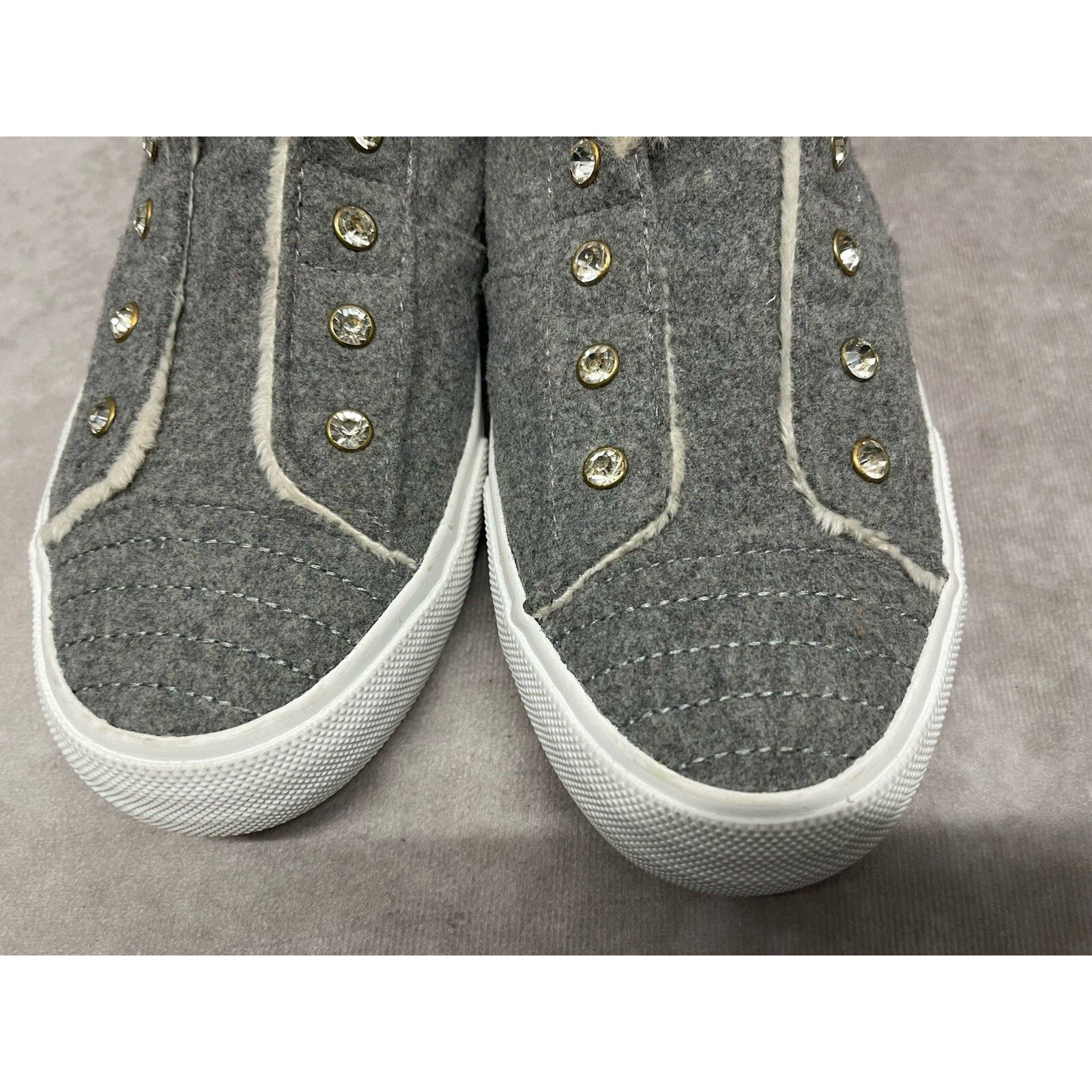 Other Isaac Mizrahi Live! Crystal Fur Trimmed Slip On Sneaker Gray Size US 8 / IT 38 - 5 Thumbnail