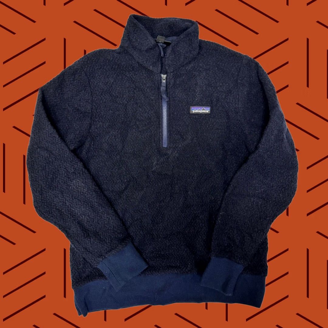 Patagonia Patagonia Women's Navy Blue Woolyester 1/4 Zip Pullover Sweater M Women Shirt - Vintage? Size M / US 6-8 / IT 42-44 - 1 Thumbnail
