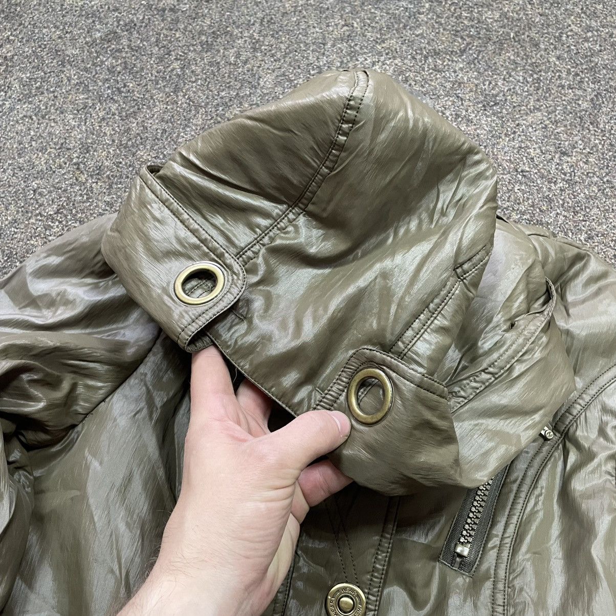 Japanese Brand Vintage 90s Puffer Jacket Olive Style Emo Punk Grail Y2K Size L / US 10 / IT 46 - 6 Thumbnail