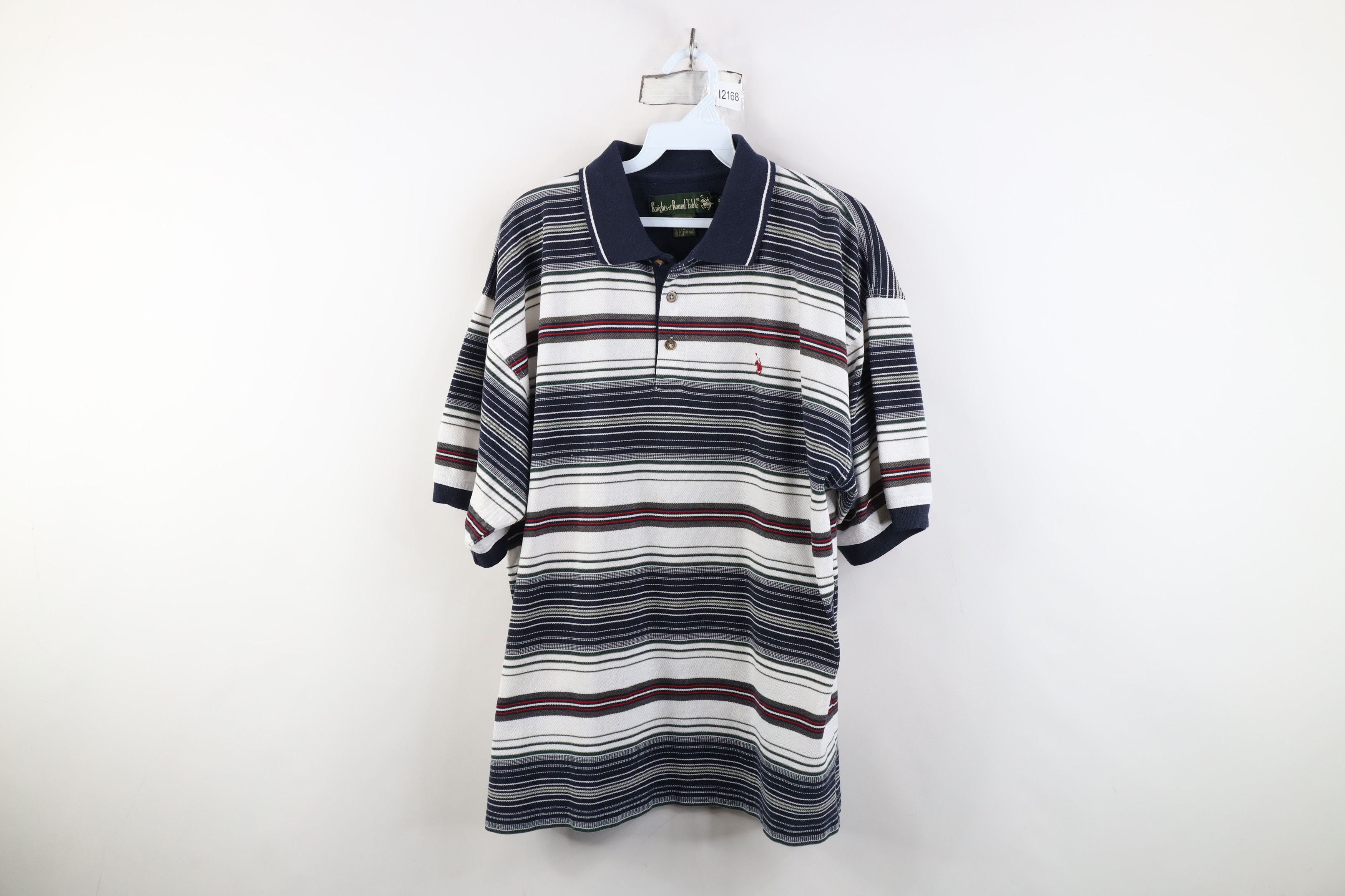 Vintage Vintage 90s Streetwear Striped Knit Collared Golf Polo Shirt Size US L / EU 52-54 / 3 - 1 Thumbnail