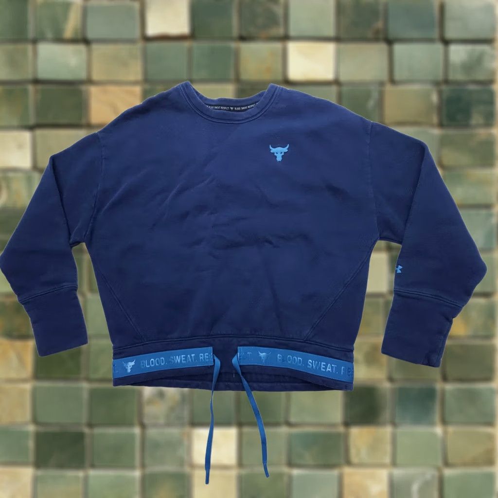 Under Armour Under Armour Project Rock Fleece Sweatshirt Womens Small Blue Gym Crop Size S / US 4 / IT 40 - 1 Thumbnail