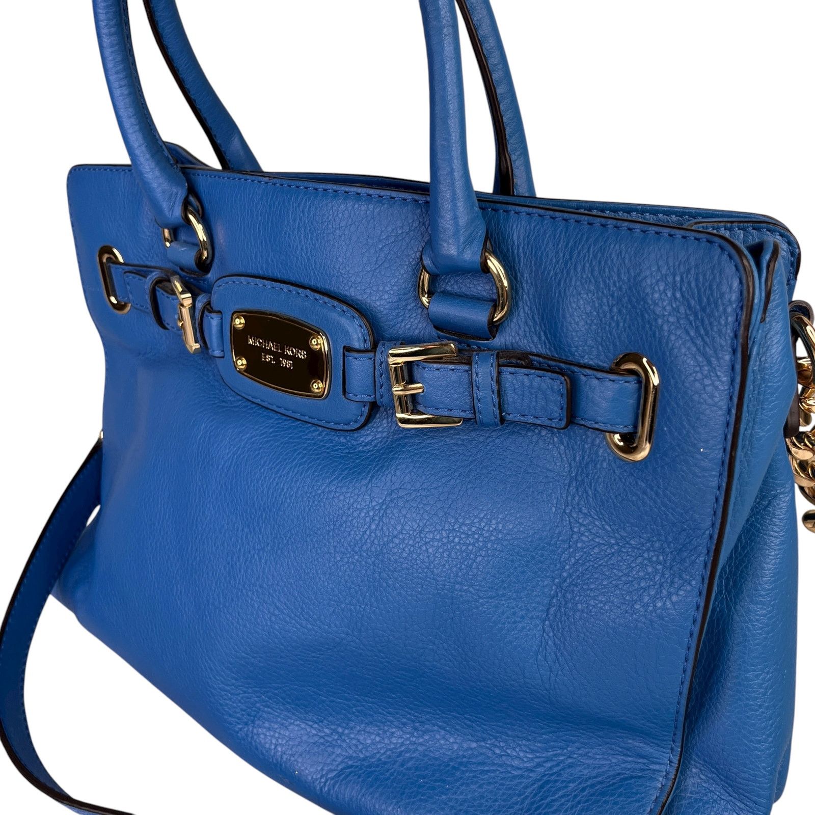 Michael Kors Michael Kors Hamilton Leather Bag Heritage Blue Gold NWOT Size ONE SIZE - 11 Thumbnail