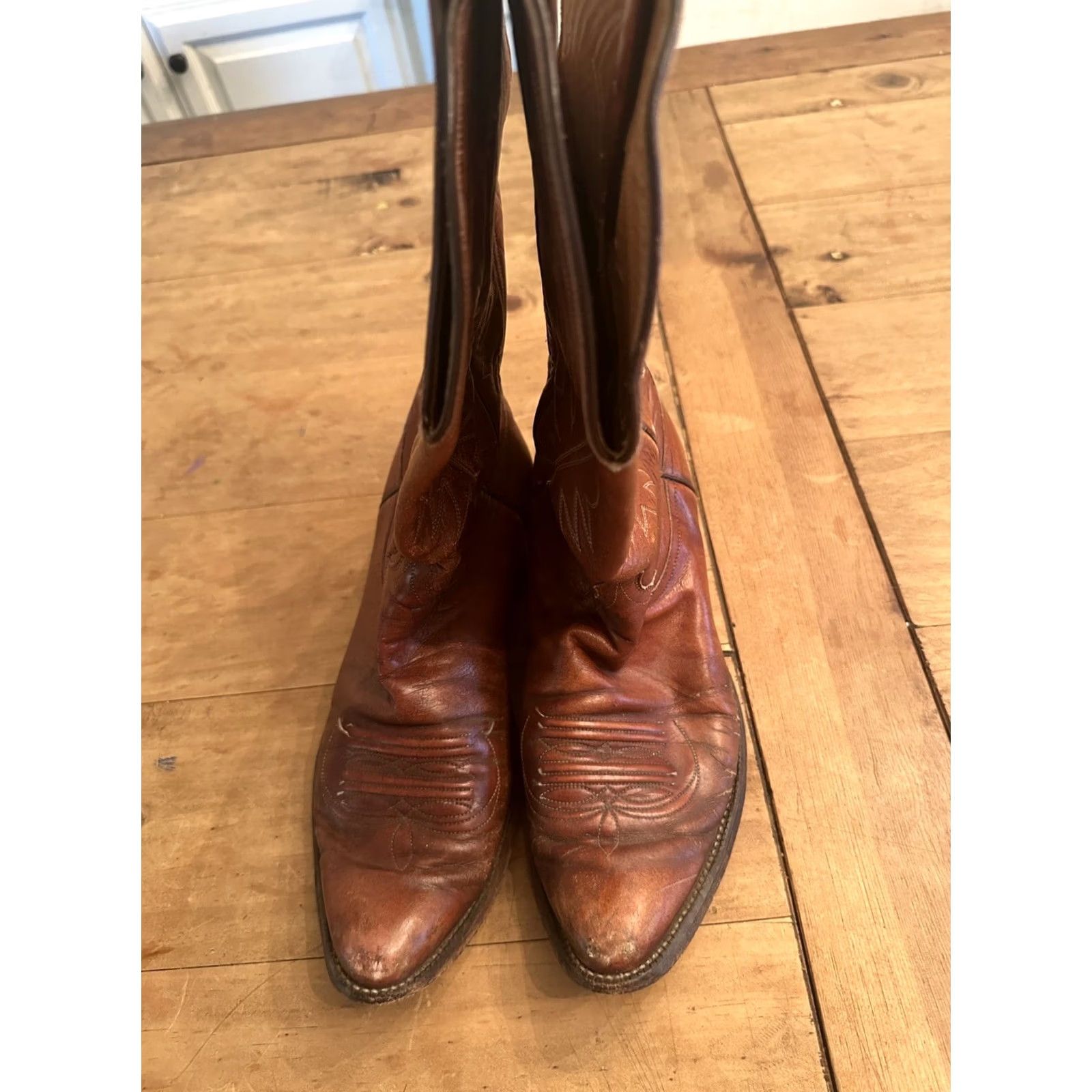 Justin Boots Justin Cowboy Western Boots Mens Sz 9.5 D Brown Leather 2497 Size US 10 / EU 43 - 3 Thumbnail