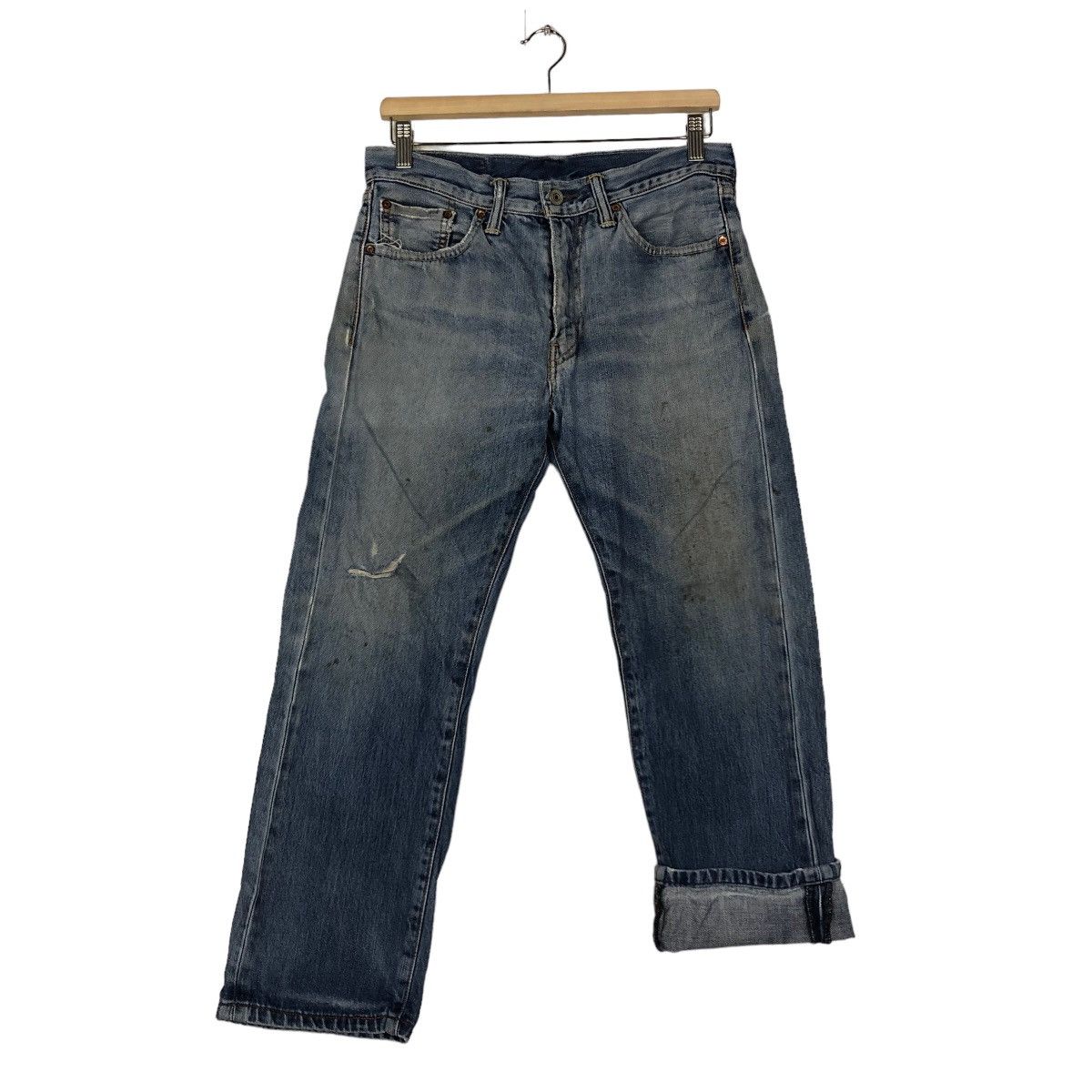 Levi's 🔥VINTAGE LEVI’S STRAIGHT CUT DISTRESSED DENIM JEANS Size US 30 / EU 46 - 10 Thumbnail