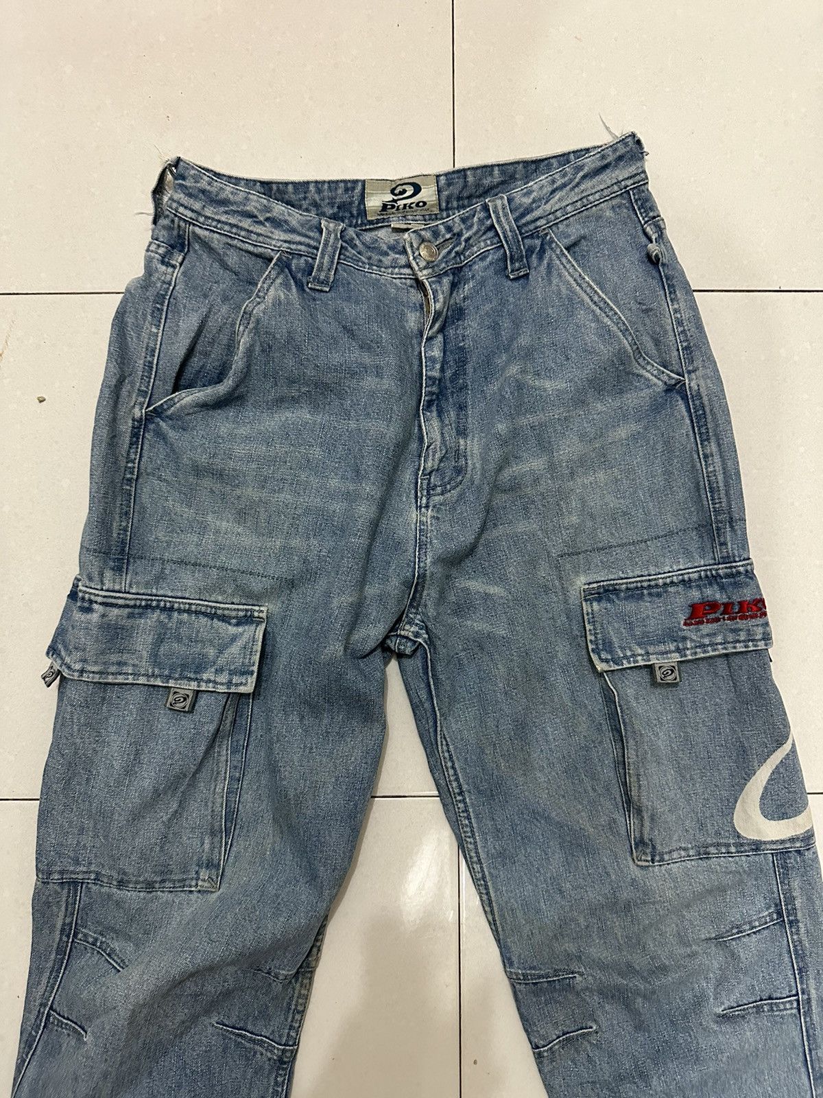 Vintage VTG PIKO Baggy Cargo Distress Pants Size US 30 / EU 46 - 4 Thumbnail
