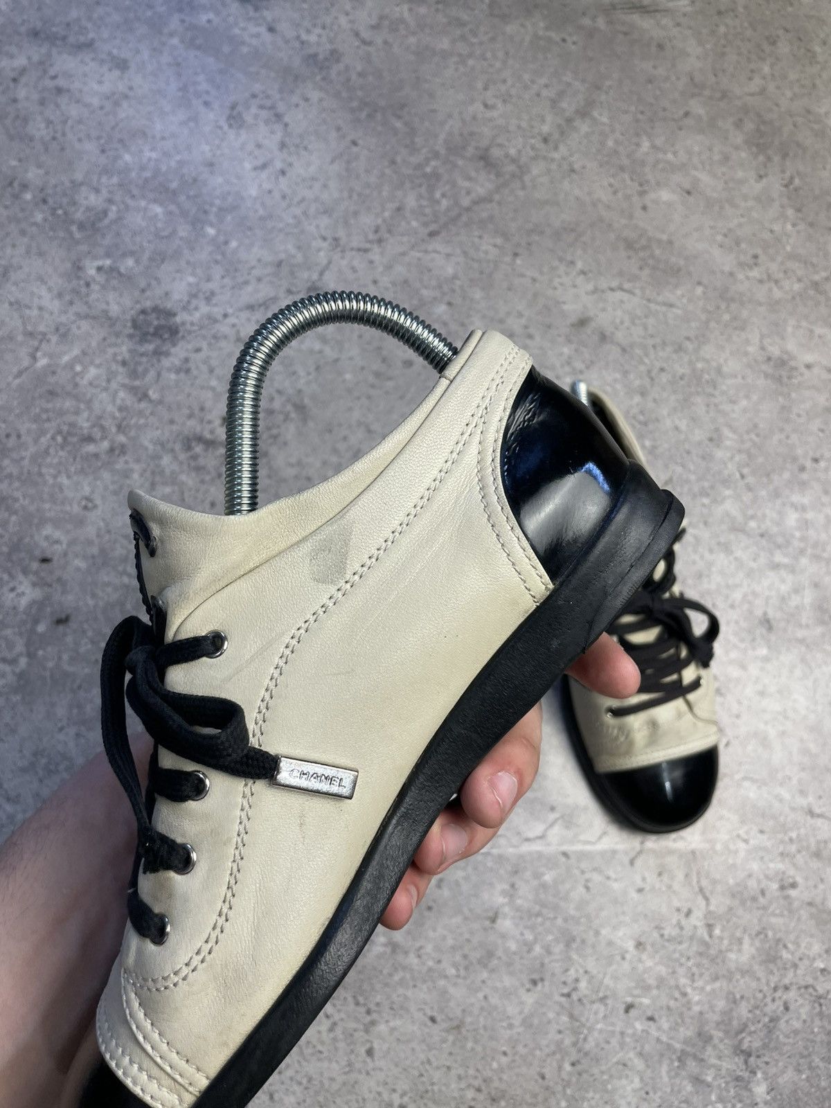 Chanel Chanel White Beige High Top Sneakers Size US 7 / IT 37 - 7 Thumbnail