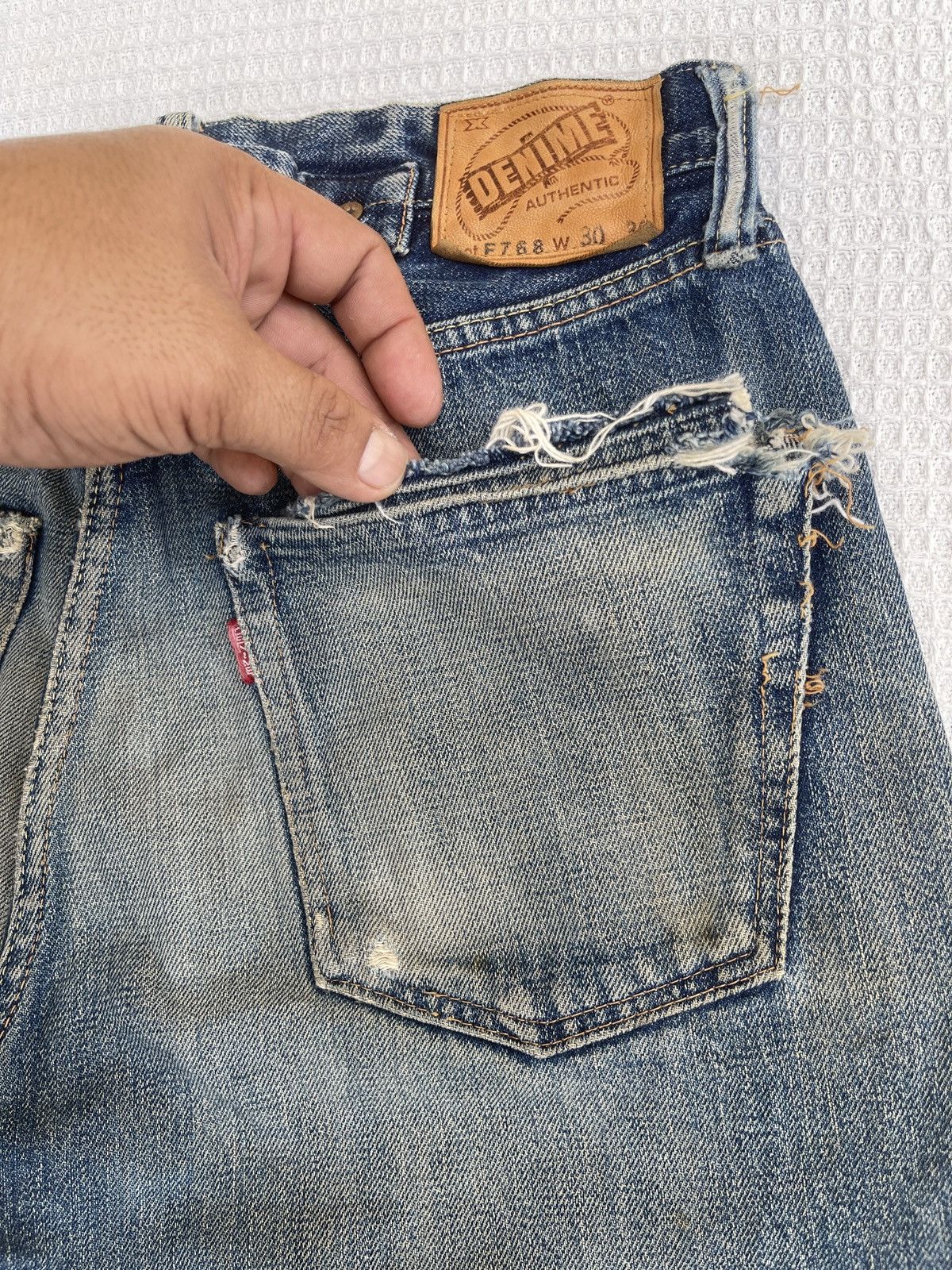 Denime Rare🔥Vintage DENIME Japan Slevedge Distressed Jeans Size US 30 / EU 46 - 10 Thumbnail