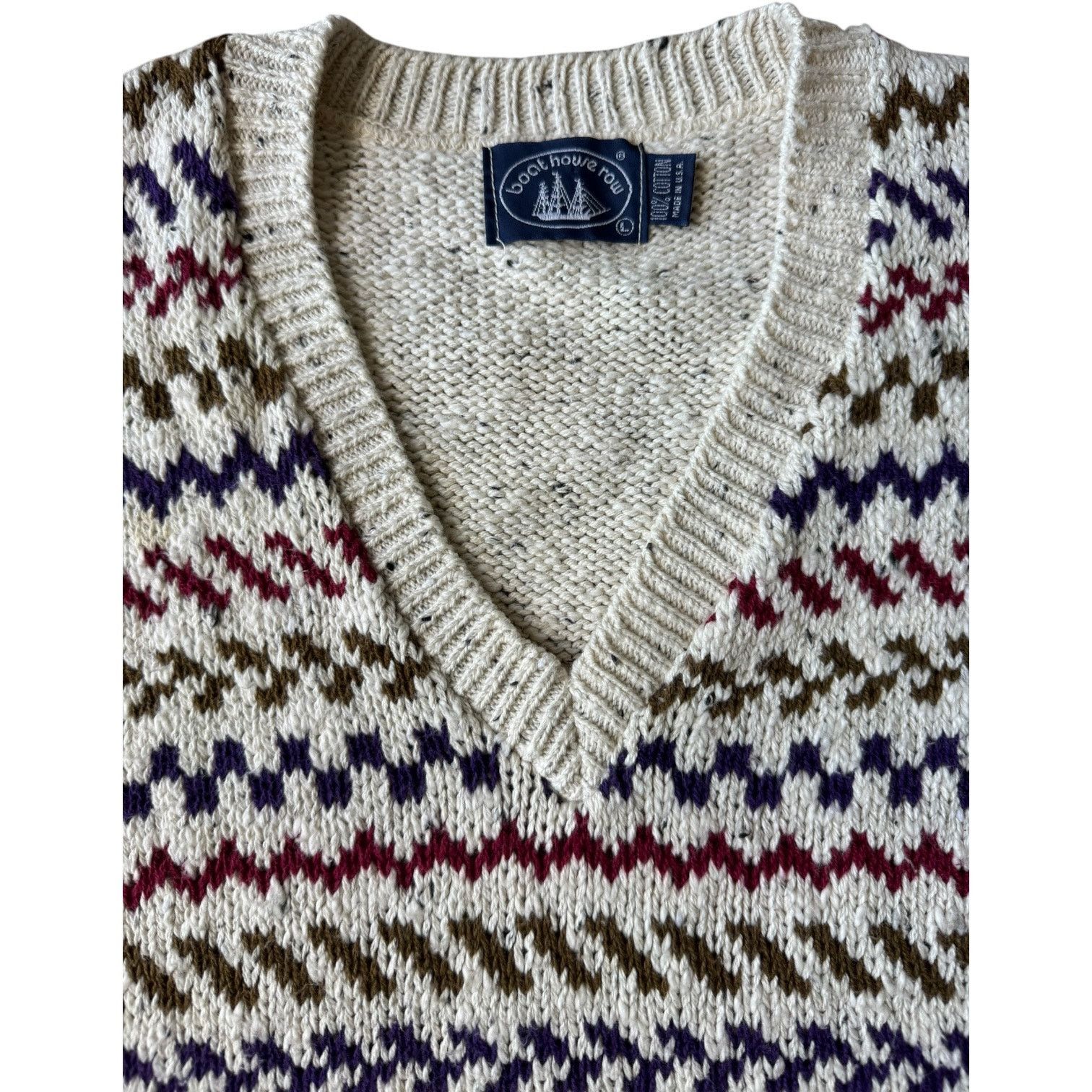 Vintage Vintage Boat House Row knit cotton oatmeal V neck vest Large Size US L / EU 52-54 / 3 - 2 Thumbnail