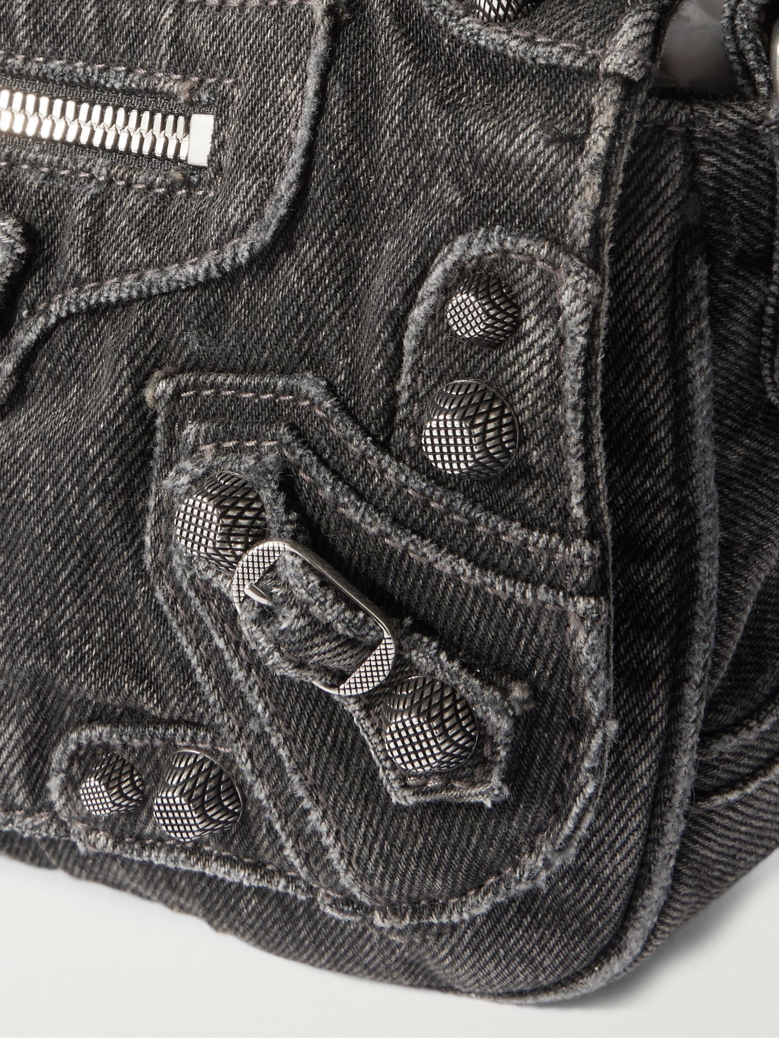 Balenciaga o1s1rm0226 Size: OS / Le Cagole XS Studded Washed-Denim Bag Size ONE SIZE - 4 Thumbnail