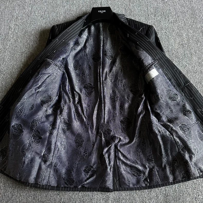 Dior Dior Black striped wool suit with broken lines and floatin Size US S / EU 44-46 / 1 - 6 Thumbnail