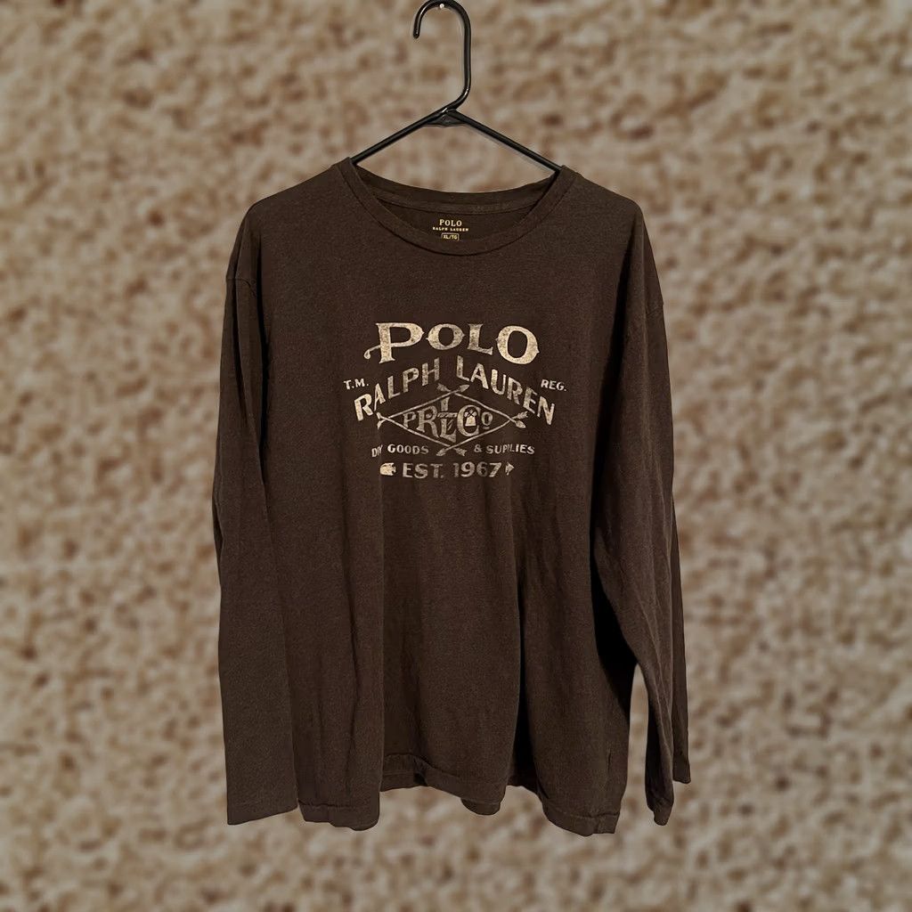 Polo Ralph Lauren Polo Ralph Lauren PRLCO Dry Good & Supplies L/S Tee T-Shirt Mens XLarge Brown Size US XL / EU 56 / 4 - 1 Thumbnail