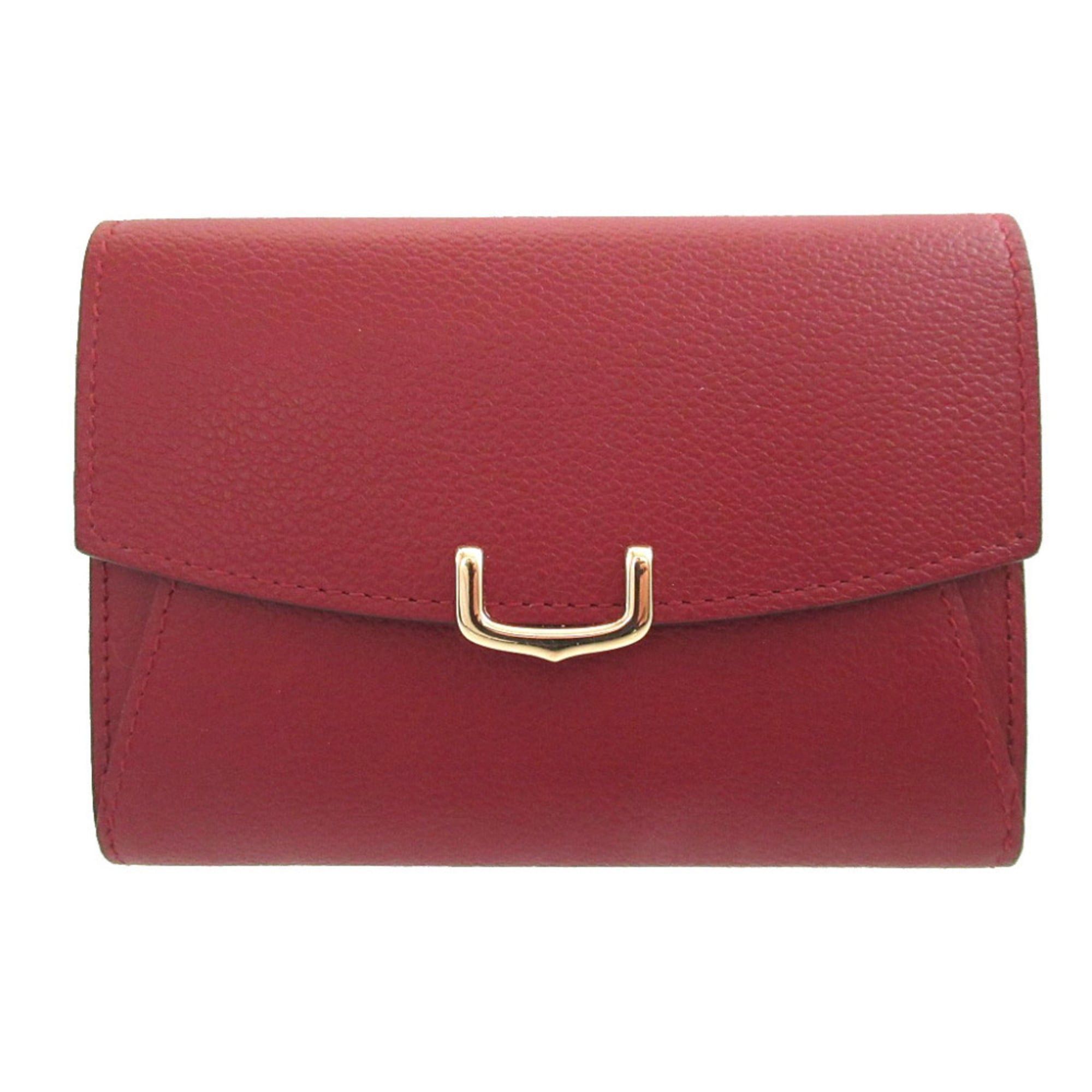 Cartier Like New Cartier C de Leather Bordeaux Purple Compact Wallet 0510Cartier Size ONE SIZE - 1 Thumbnail