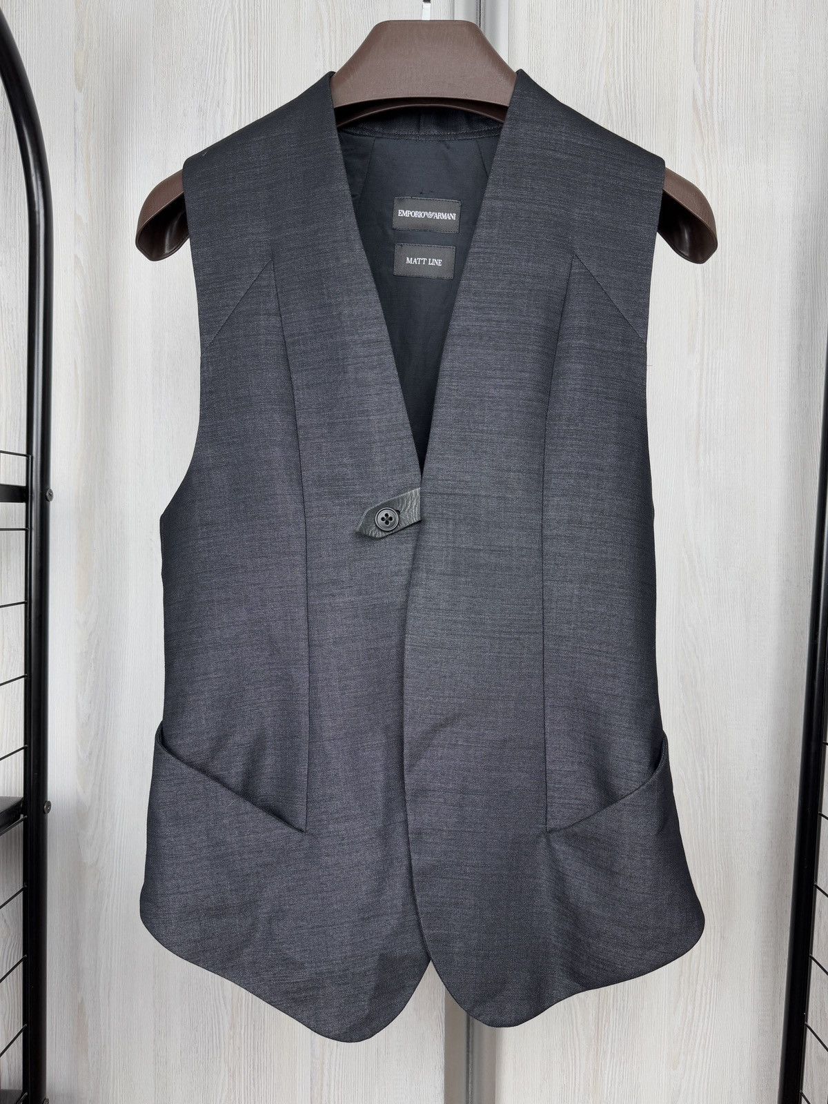 Emporio Armani Emporio Armani Matt Line Charocal grey Suit Vest Tailoring Size 38R - 2 Thumbnail