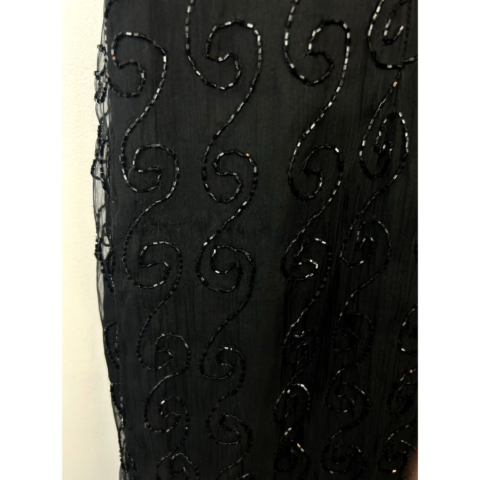 Vintage VINTAGE Black Silk Sequin Beaded Cocktail Dress Women Medium Size M / US 6-8 / IT 42-44 - 5 Thumbnail