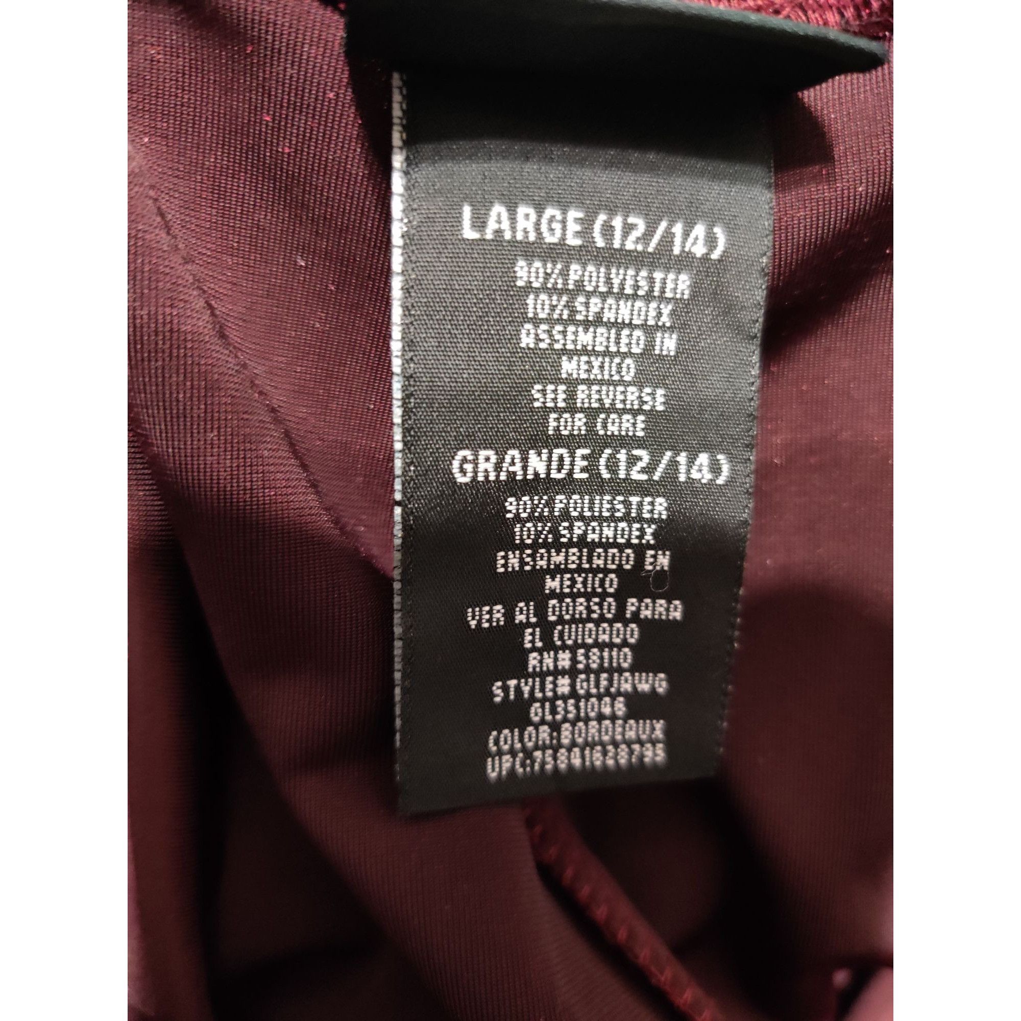 George George L Womens Pants Red Bordeaux Smooth Velvet Wide Leg St Size 35" - 7 Thumbnail