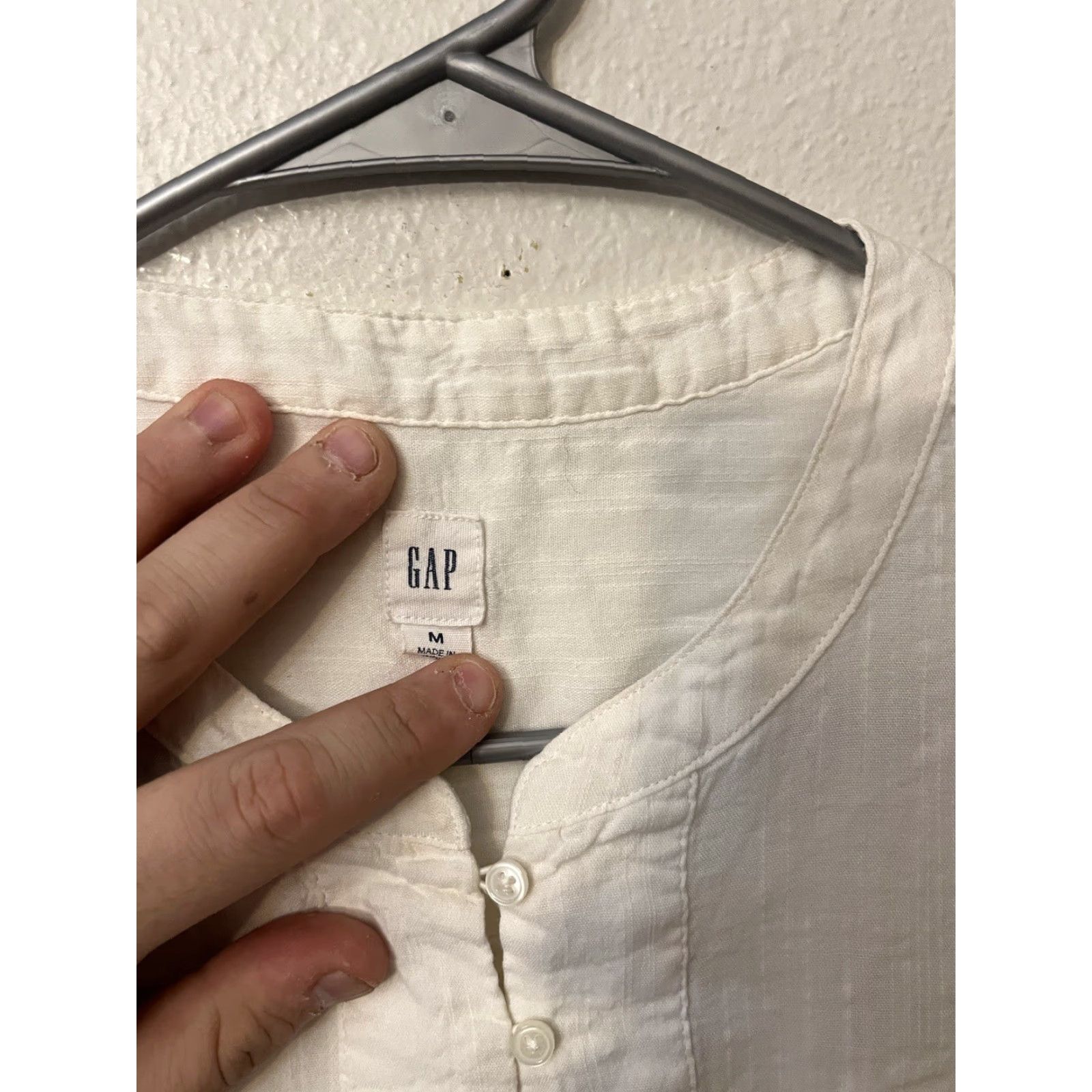 Gap VINTAGE Gap Tunic M White Henley Popover Lagenlook BOHO Size M / US 6-8 / IT 42-44 - 2 Thumbnail