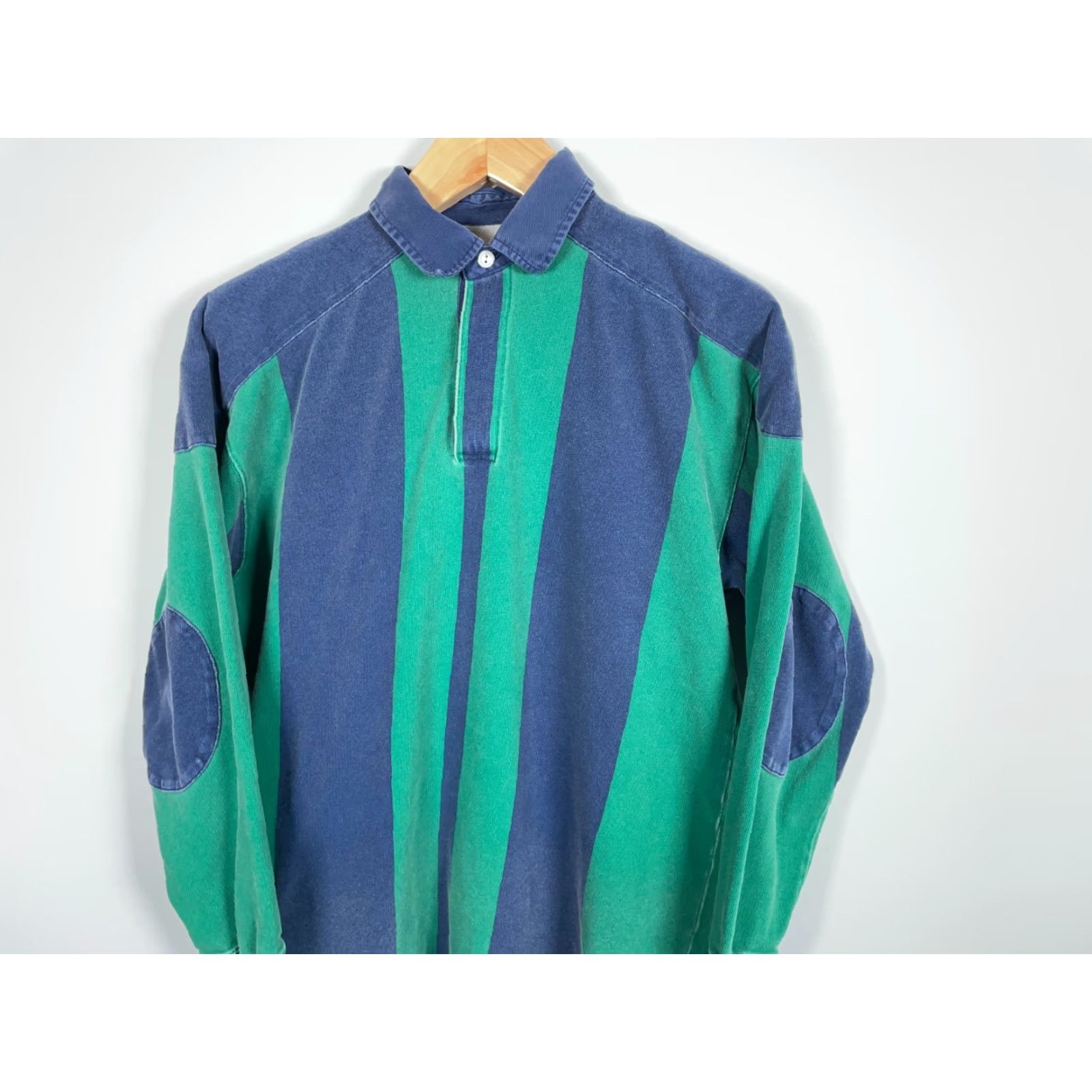 Vintage VINTAGE St. John's Bay Polo Shirt Rugby Shirt Striped Green Blue Long Sleeve Large Tall Men Size US L / EU 52-54 / 3 - 4 Thumbnail