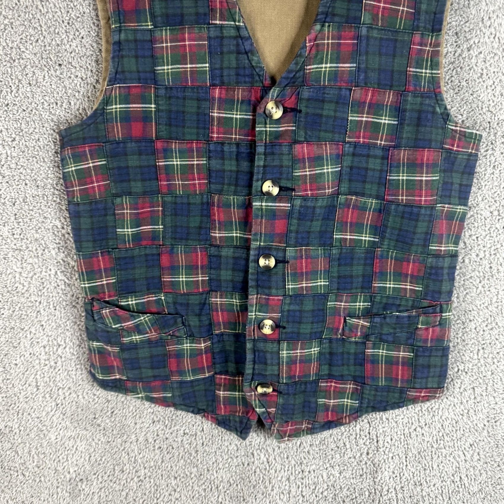 Tommy Hilfiger Tommy Hilfiger Suit Vest Mens Large Multicolor Plaid Cotton Belted 2 Piece Casual Size 42R - 3 Thumbnail
