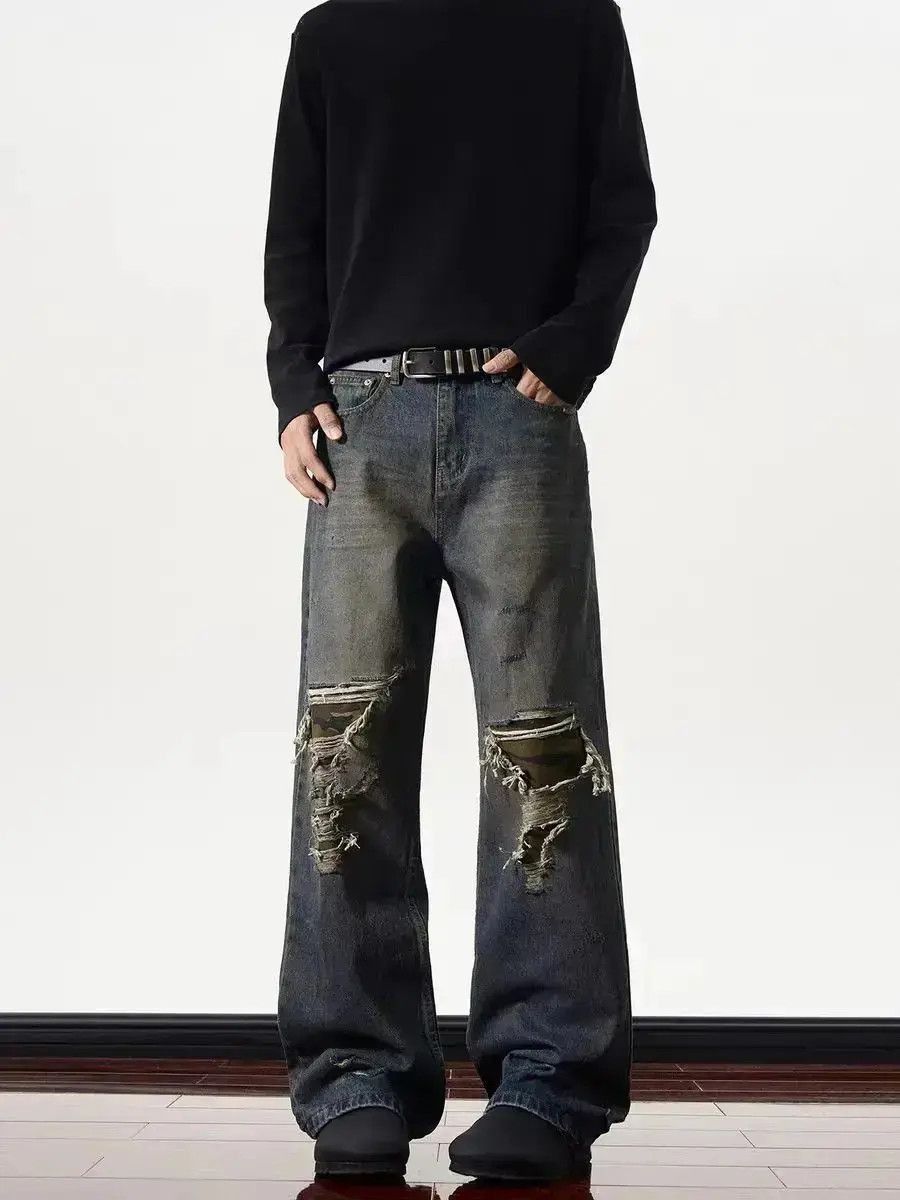 Japanese Brand Street hip hop ripped vintage washed baggy jeans Size US 32 / EU 48 - 6 Thumbnail