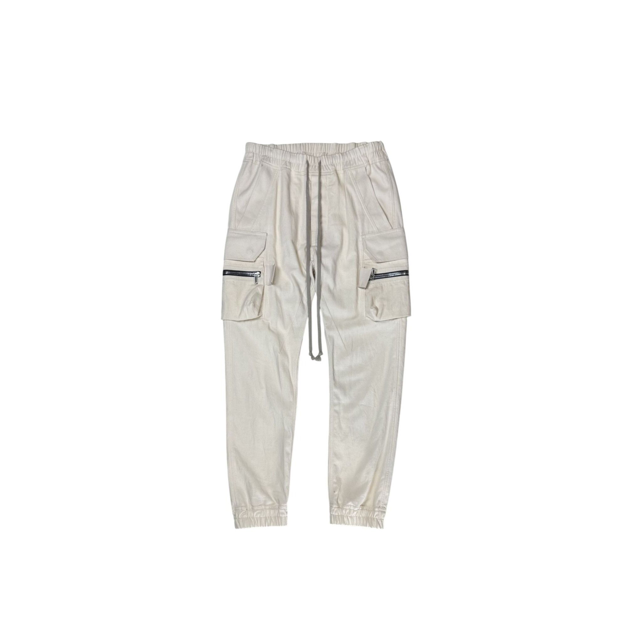 Rick Owens ♚ Rick Owens Sample 'Fog' SS22 Natural Cotton Cargo Joggers Size US 32 / EU 48 - 1 Thumbnail