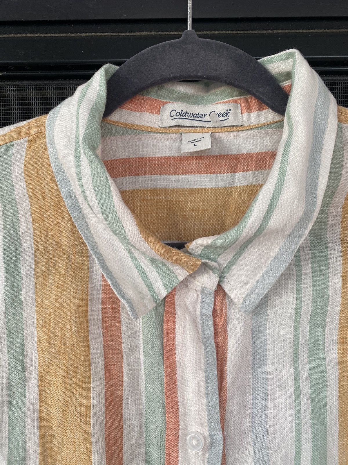 Coldwater Creek Cold water Creek Women Stripe Button Down Linen Shirt Sz L Size L / US 10 / IT 46 - 7 Thumbnail
