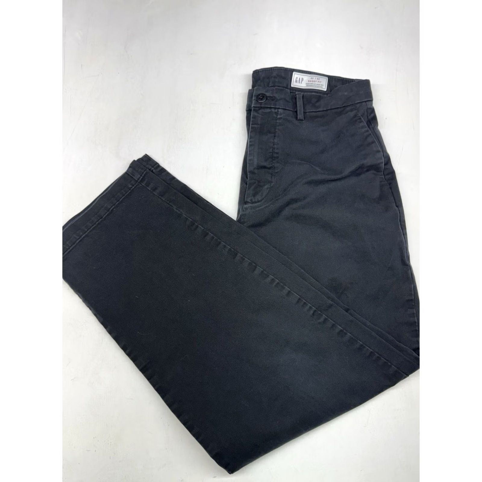 Gap Gap Khakis Pants Baggy Fit Black 30x29 Mens Modern Chinos Flat Front Cotton Spandex Pockets Easy Care Size US 30 / EU 46 - 2 Thumbnail