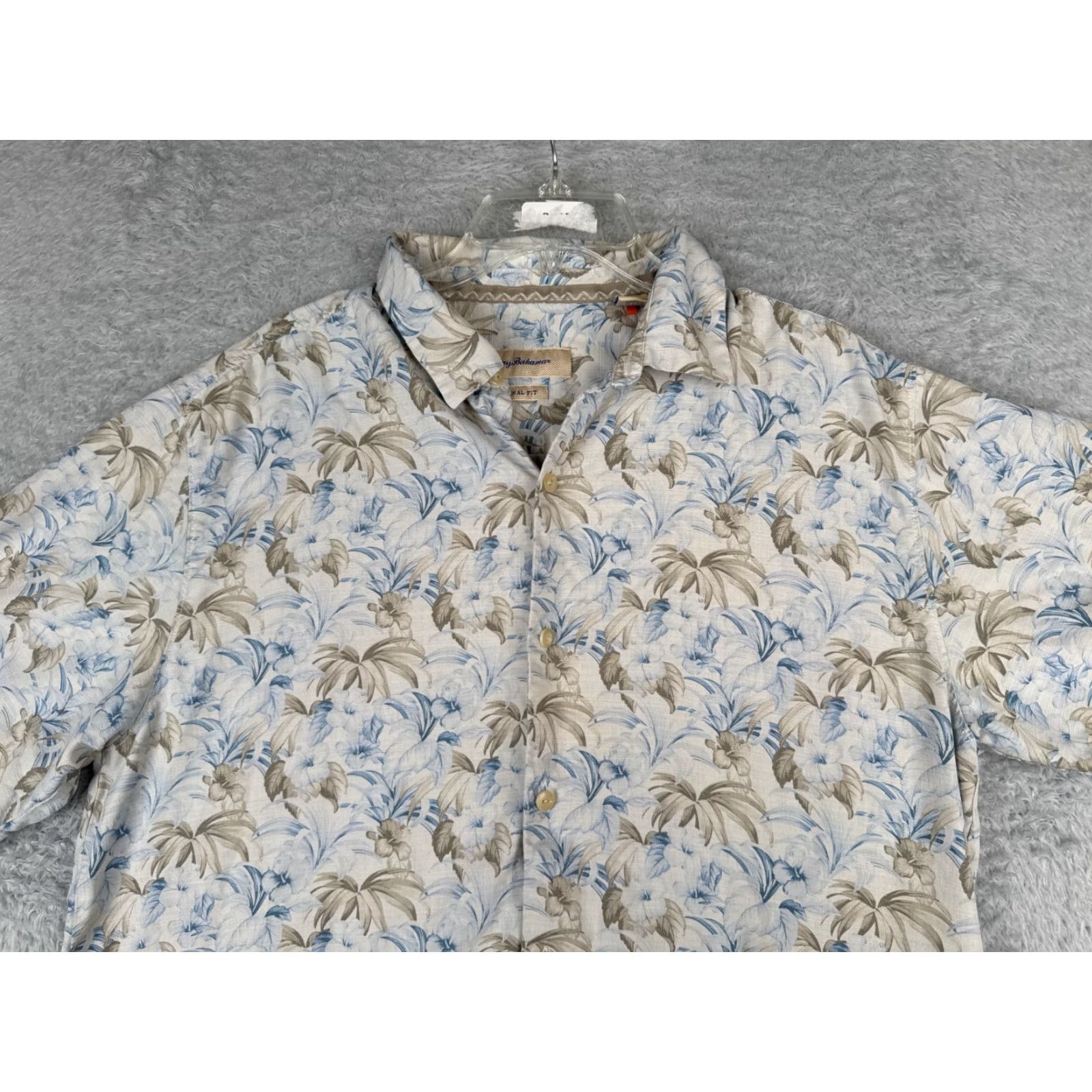Tommy Bahama Tommy Bahama Shirt Men Large Blue Floral Palm Pattern 100% Silk Hawaiian Beach Size US L / EU 52-54 / 3 - 4 Thumbnail