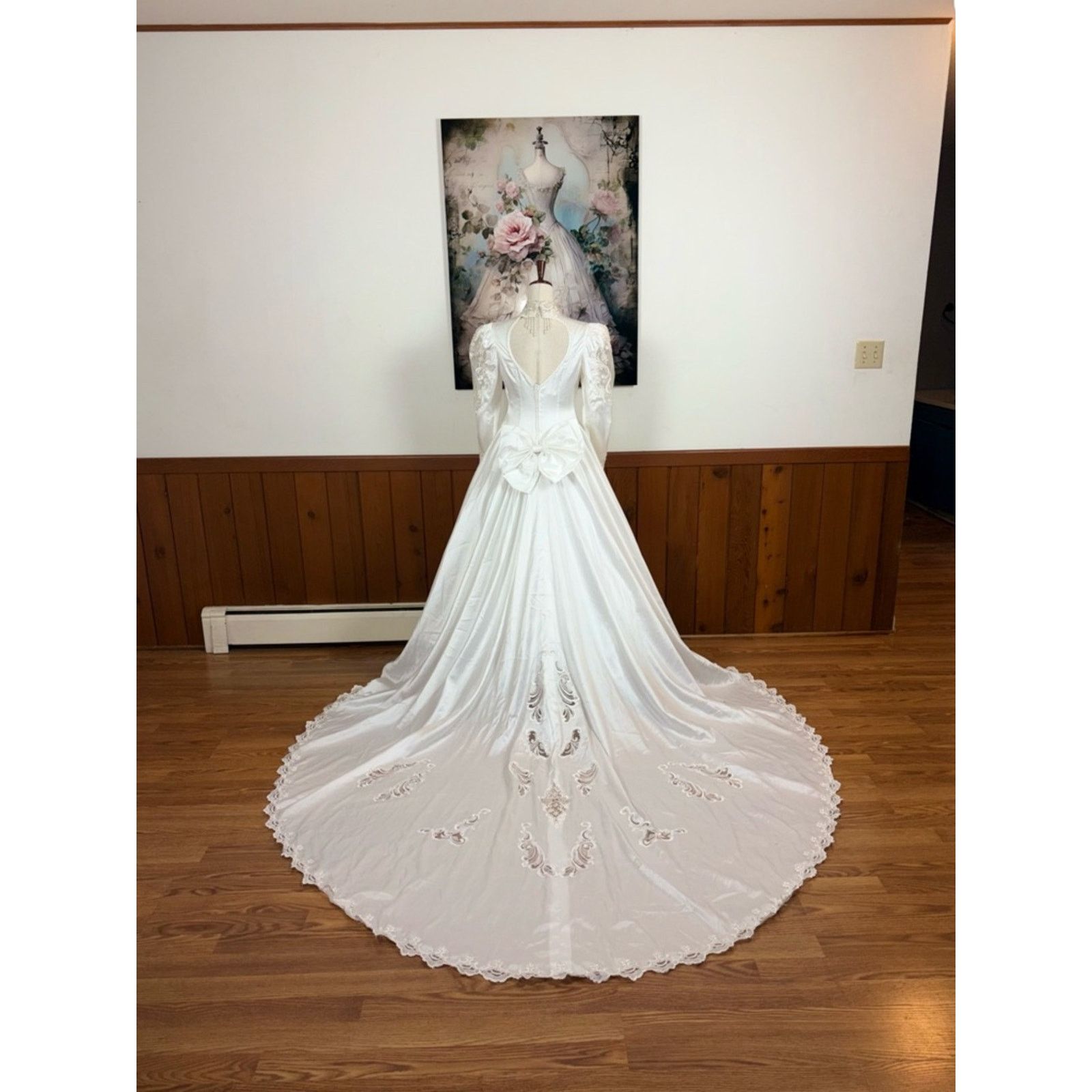 Other Beautiful Vintage 90s Alfred Angelo White Satin Wedding Gown Size L / US 10 / IT 46 - 6 Thumbnail