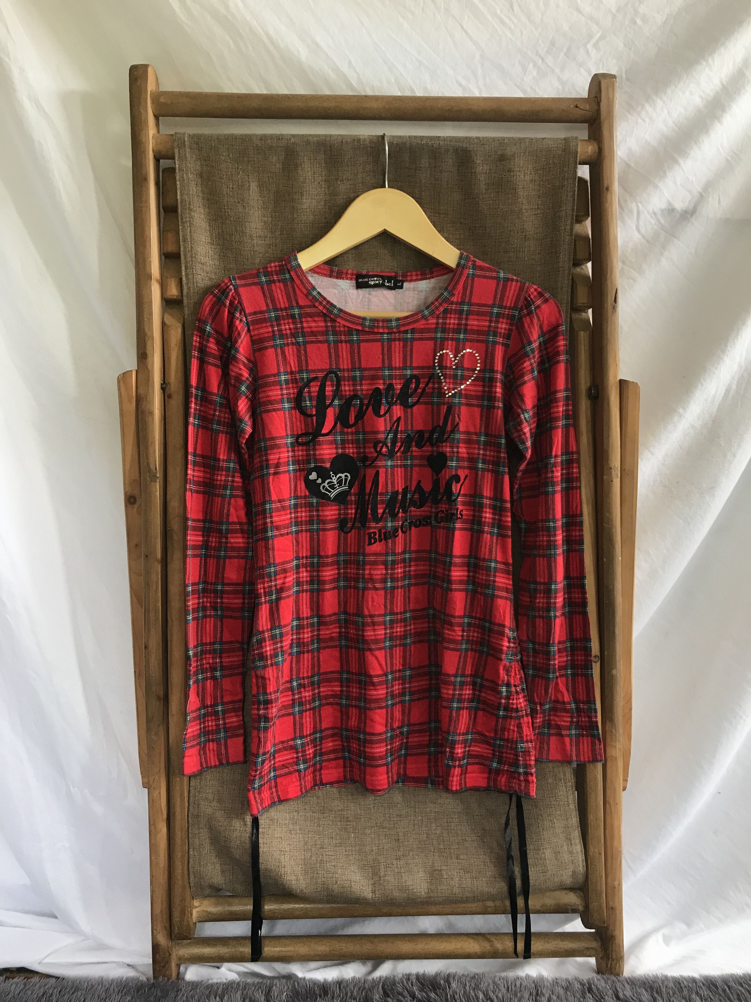 20471120 × Angel Blue × Hysteric Glamour Blue Cross Japanese “Love and Music” Drawstring Long Sleeve Size S / US 4 / IT 40 - 3 Thumbnail