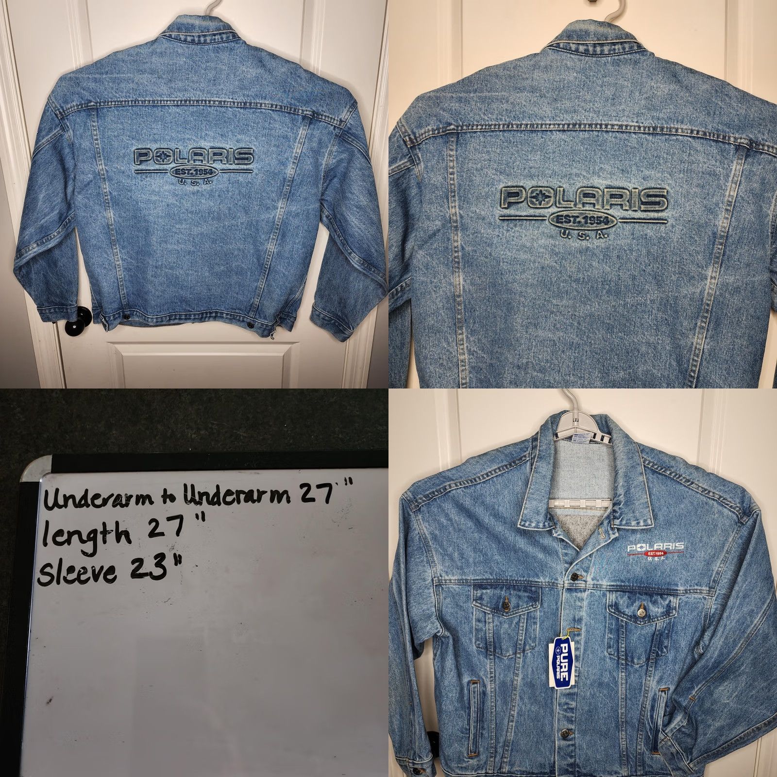 Vintage Polaris Jacket Mens XL Blue VTG Denim Jean USA Trucker Embroidered Double Sided Size US 36 / EU 52 - 8 Thumbnail