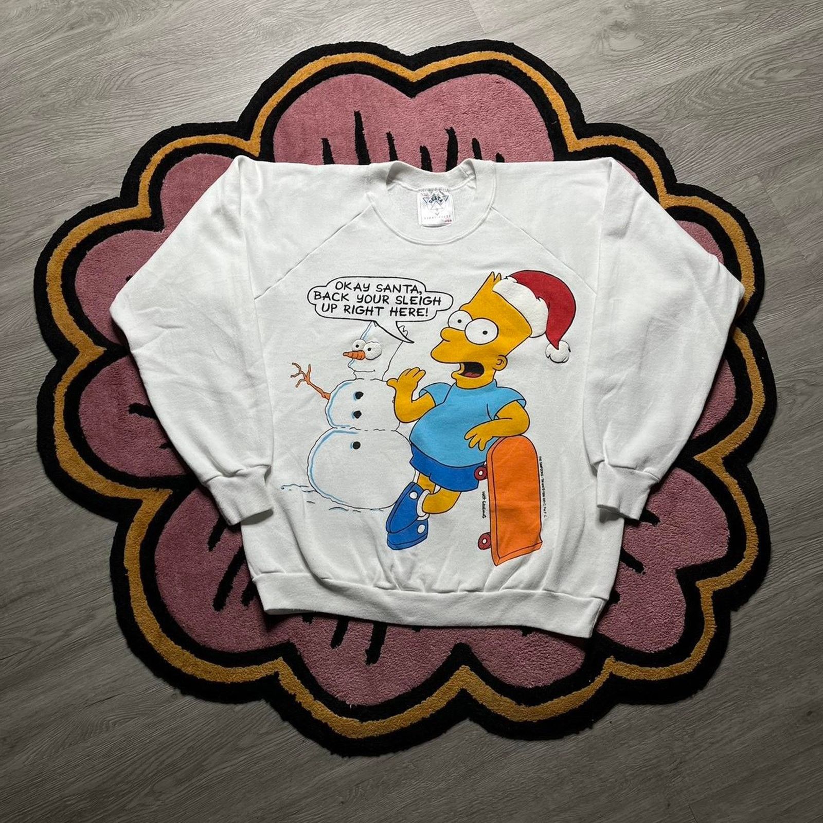 The Simpsons × Vintage Vintage 90’s Bart Simpson Xmas Puff Print Graphic Sweatshirt Size US XL / EU 56 / 4 - 1 Thumbnail