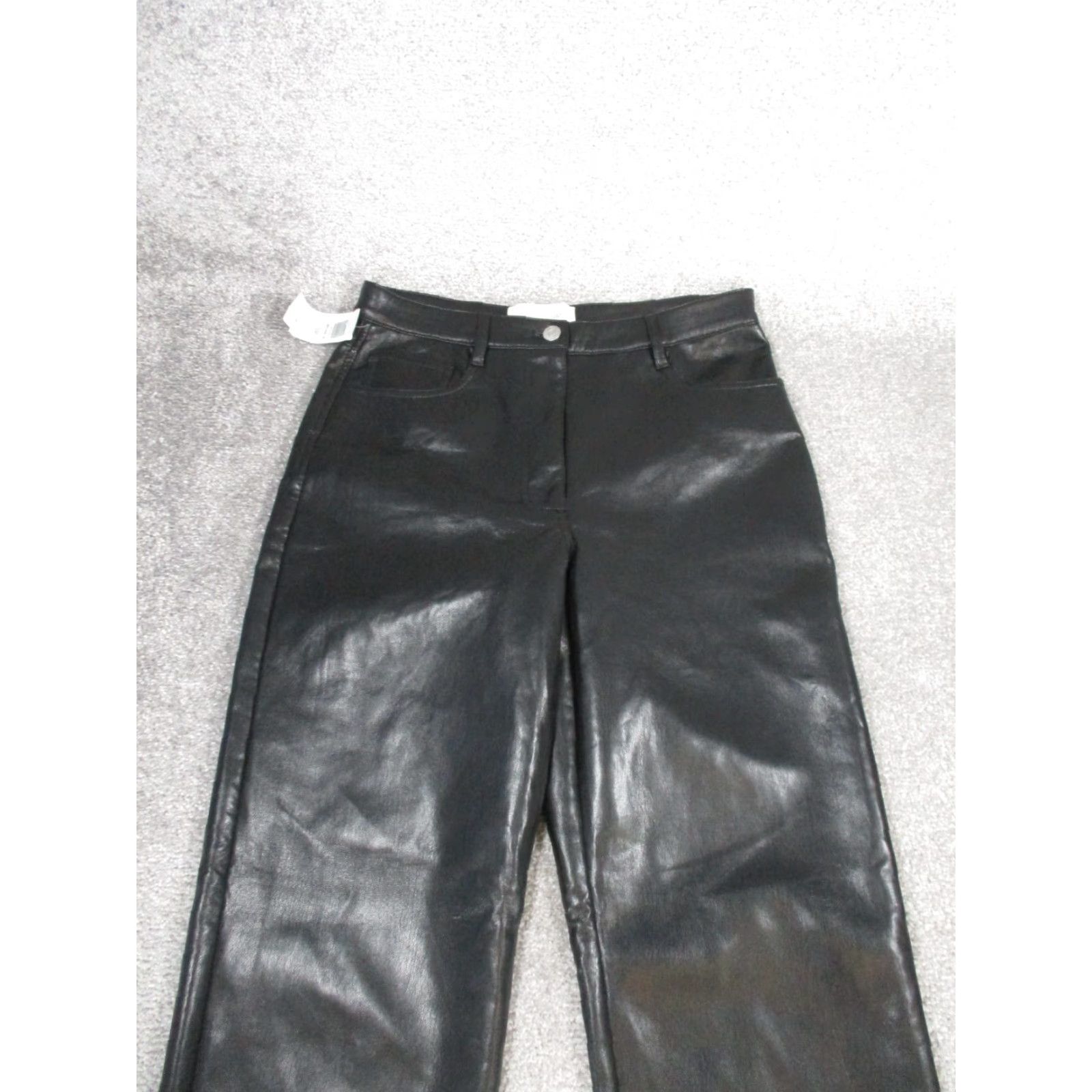 Vintage Wilfred Black Faux Leather Pants Womens 8 Dress Pants Straight Front Zip 8 Womens Size 30" / US 8 / IT 44 - 2 Thumbnail